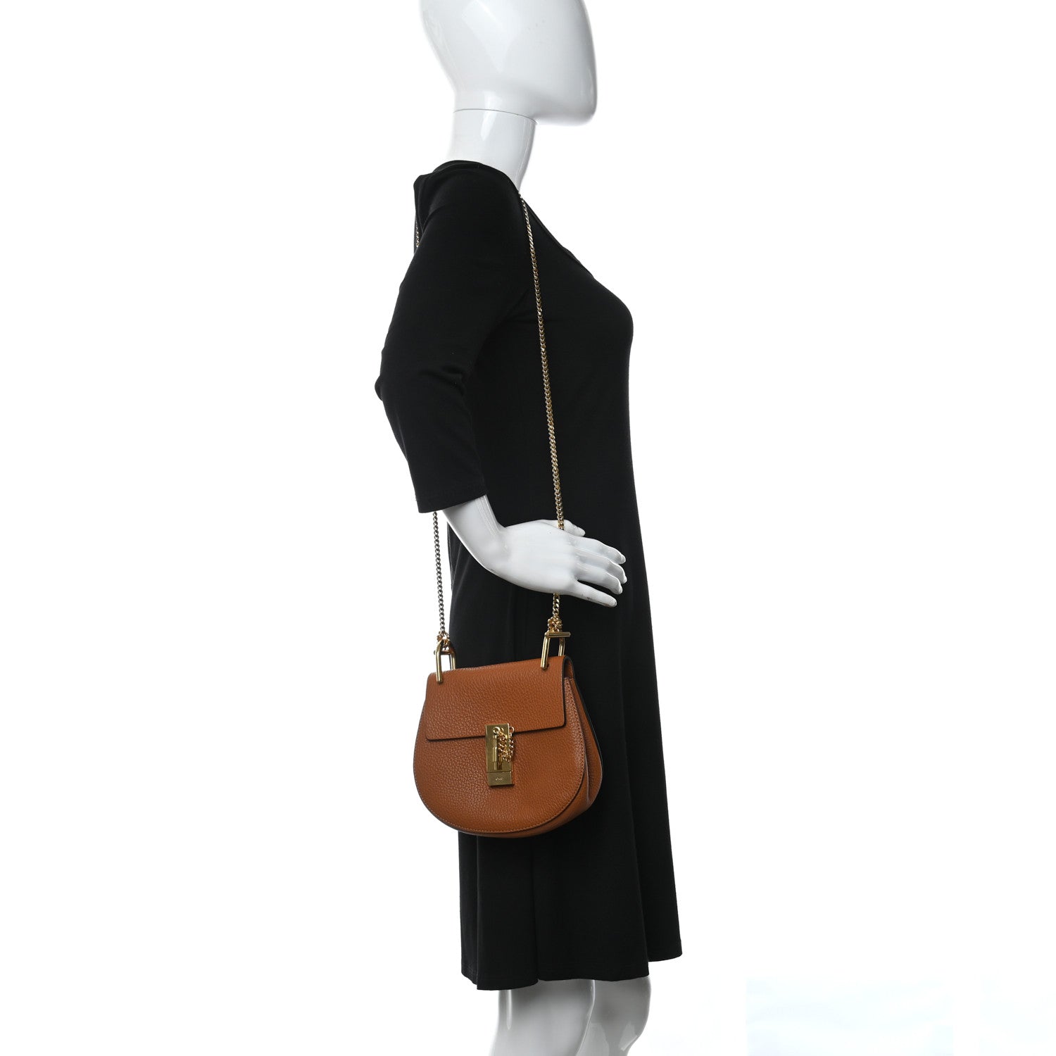 Chloe Grained Lambskin Mini Drew Shoulder Bag Caramel 2 of 11