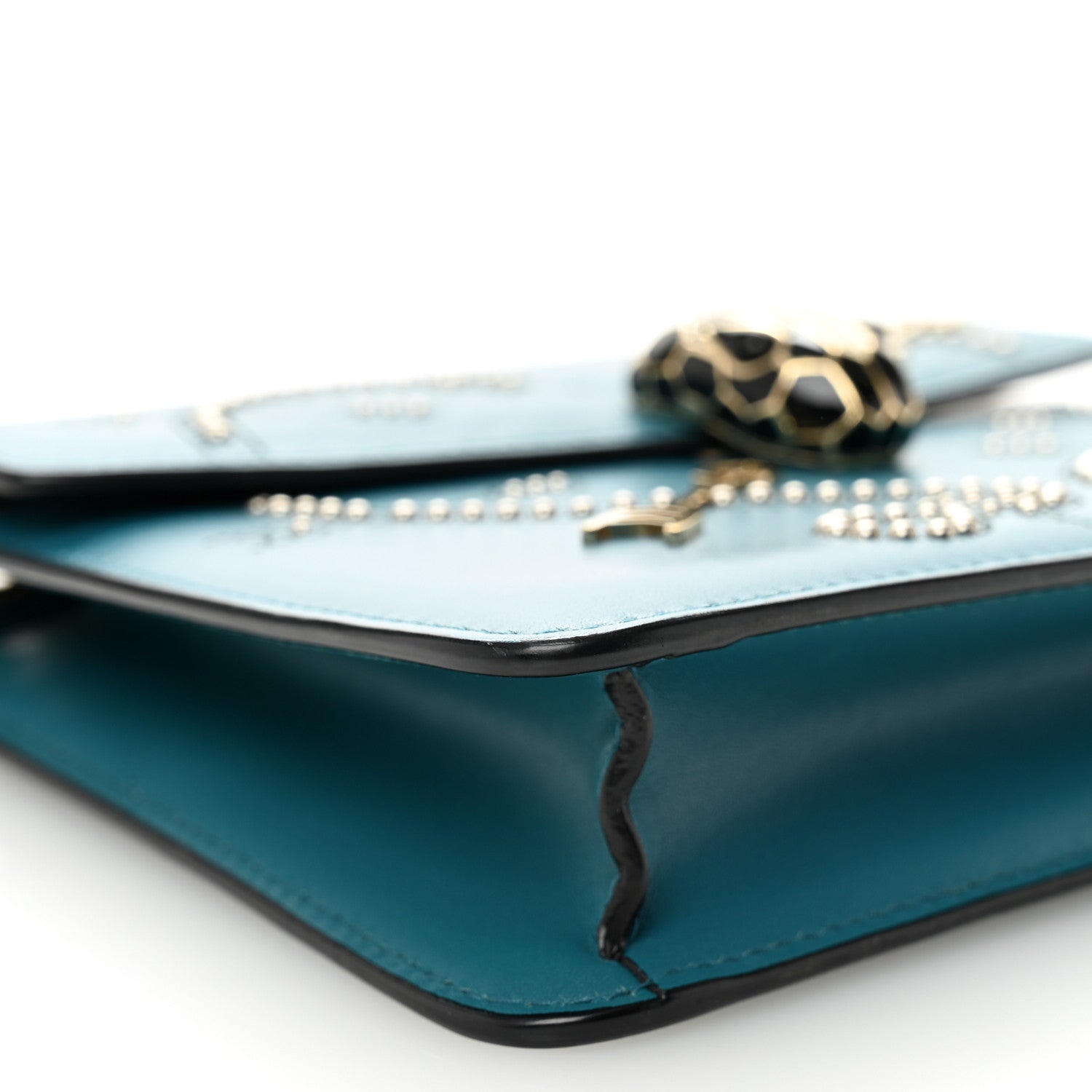 Bulgari Calfskin Studded Serpenti In Love Forever Crossbody Bag Tropical Turquoise 9 of 11
