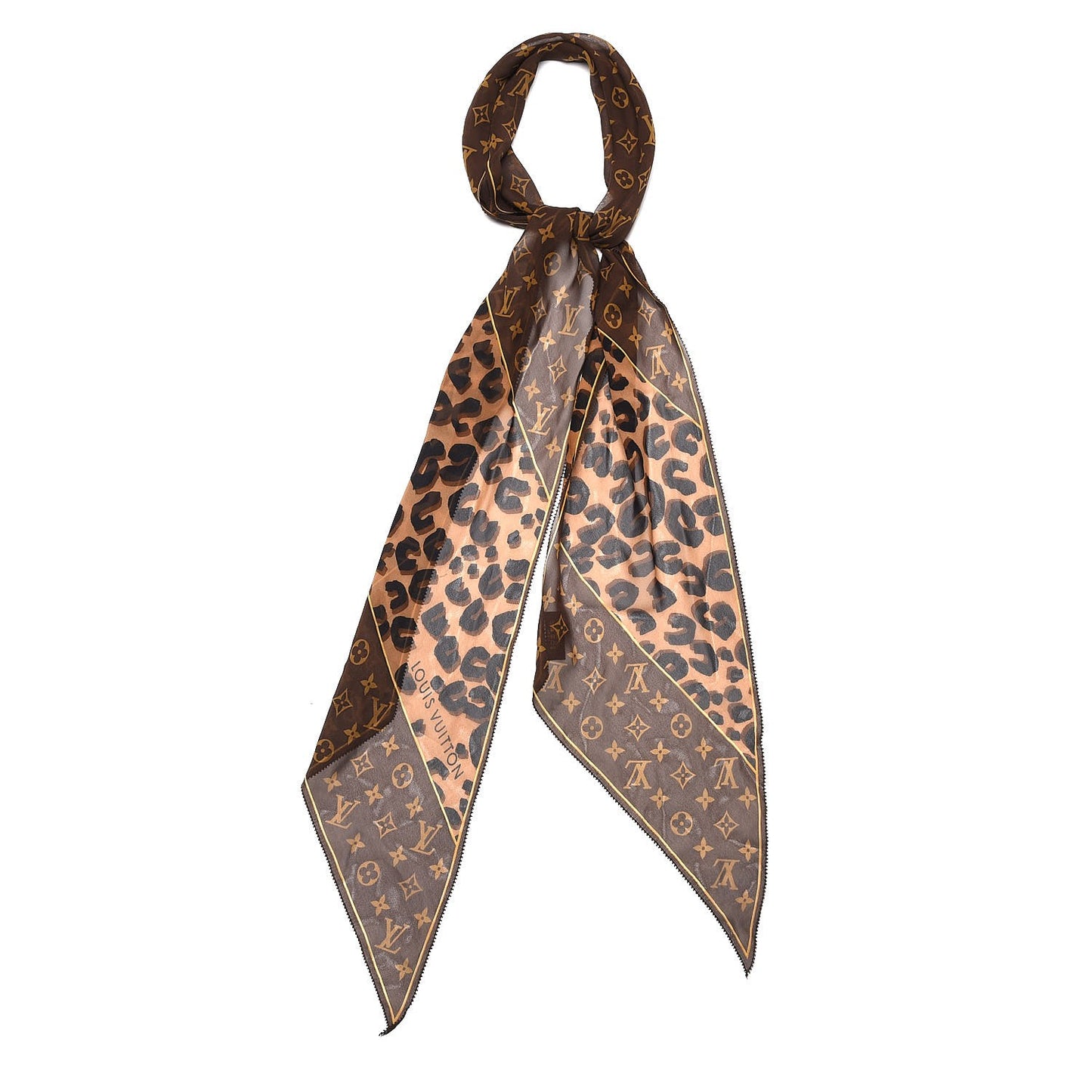 Silk Crepe Leopard Monogram Scarf