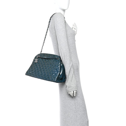 Chanel Patent Quilted Large Just Mademoiselle Bowling Bag Dark Blue 2 of 10