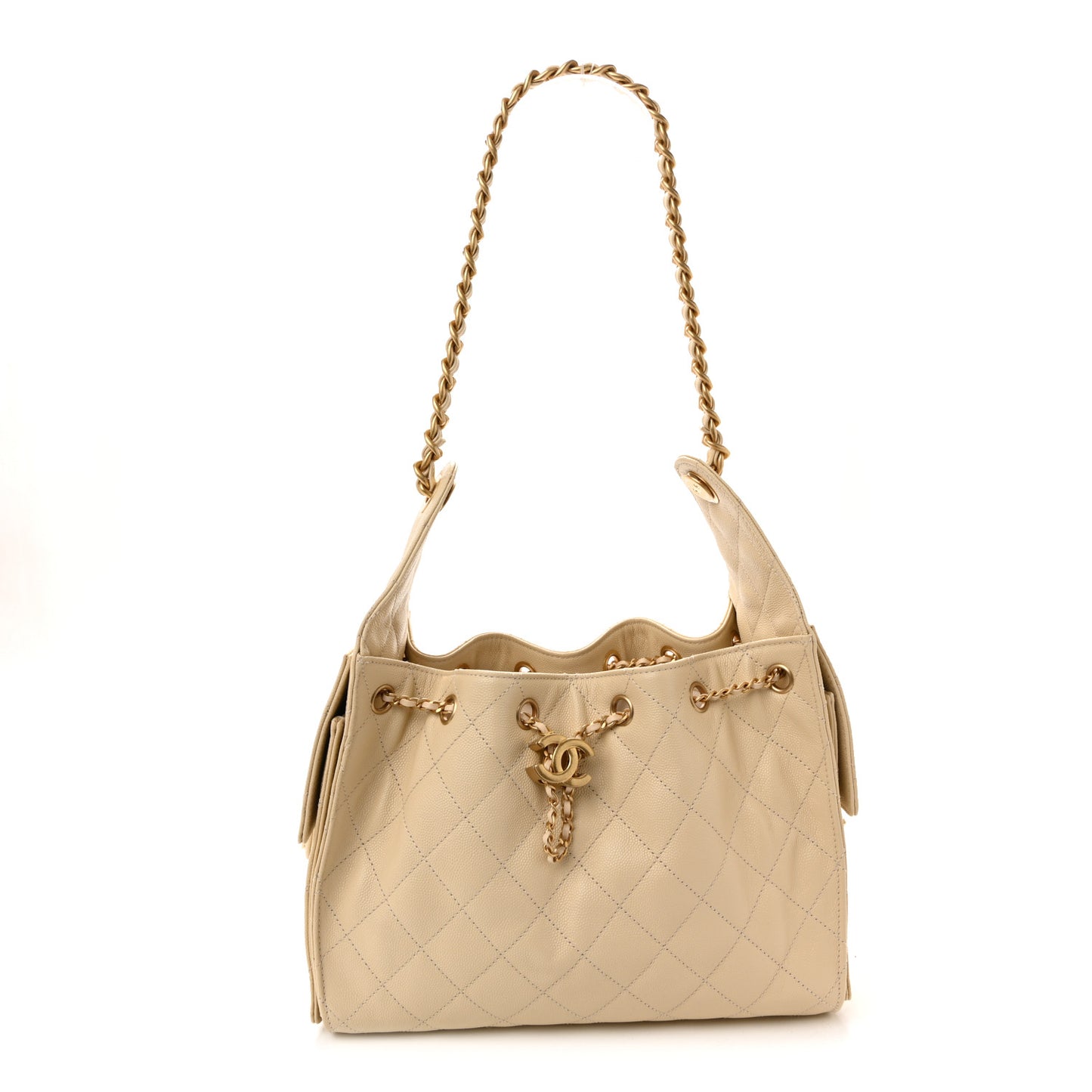 Caviar Quilted Small Chanel 25 Handbag Beige