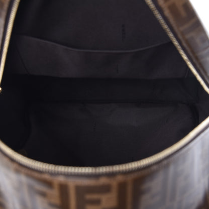 Fendi X FILA Glazed Fabric Vitello Century FF 1974 Mania Pouch Pocket Backpack Mogano Panna Blueberry 5 of 10