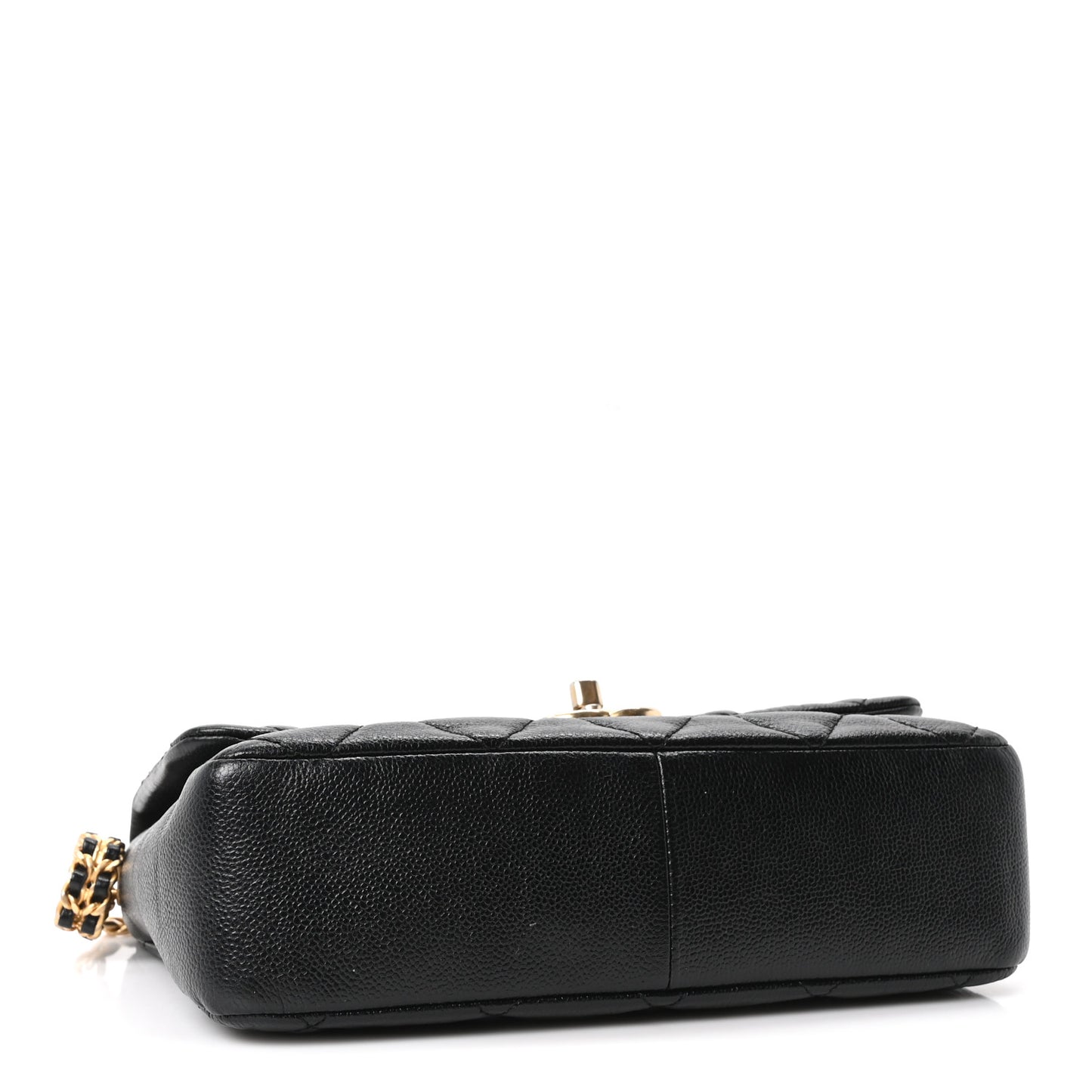 Shiny Caviar Quilted Large Chain Melody Flap Black