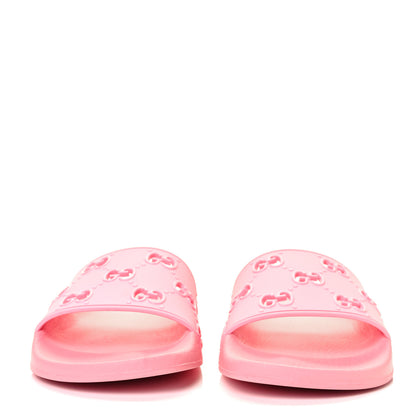 Gucci Rubber GG Monogram Perforated Womens Slide Sandals 37 Rose Box 2 of 7