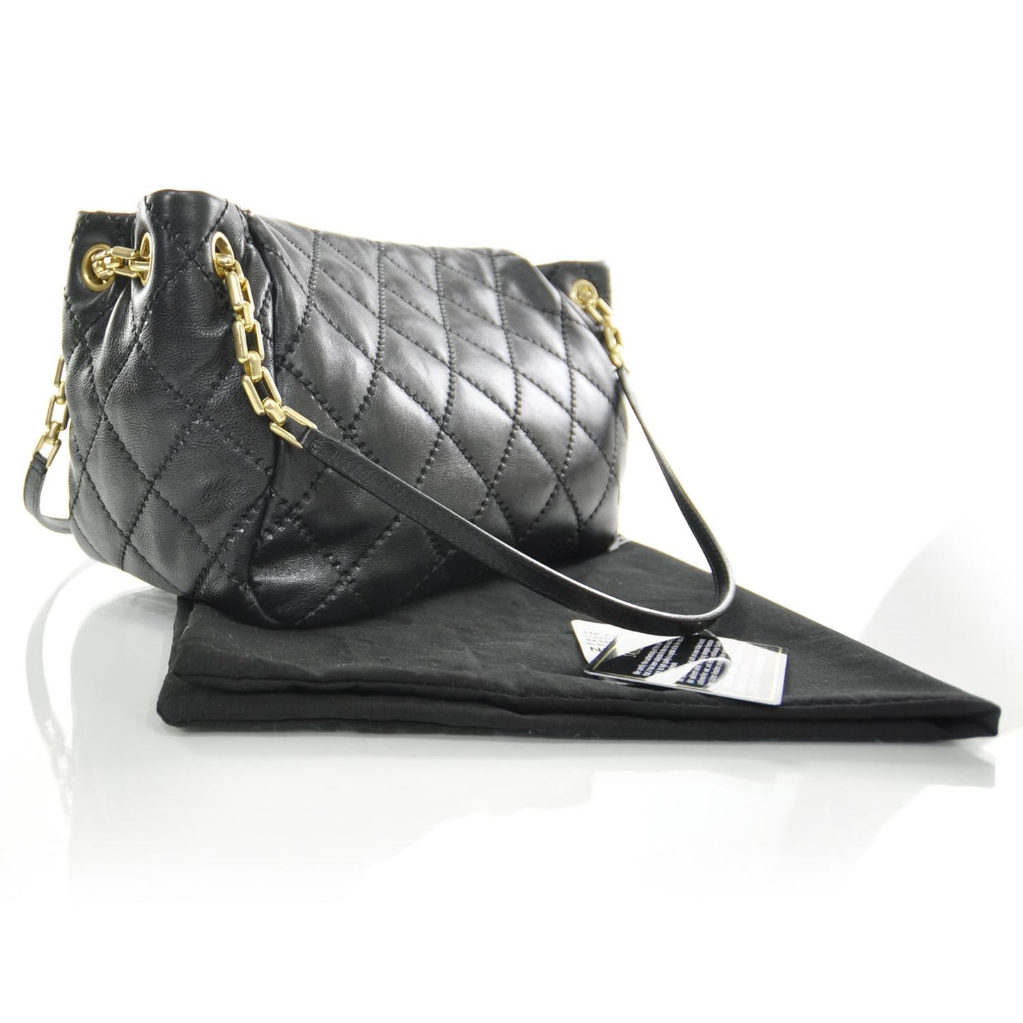 Calfskin Quilted Retro Chain Flap Black