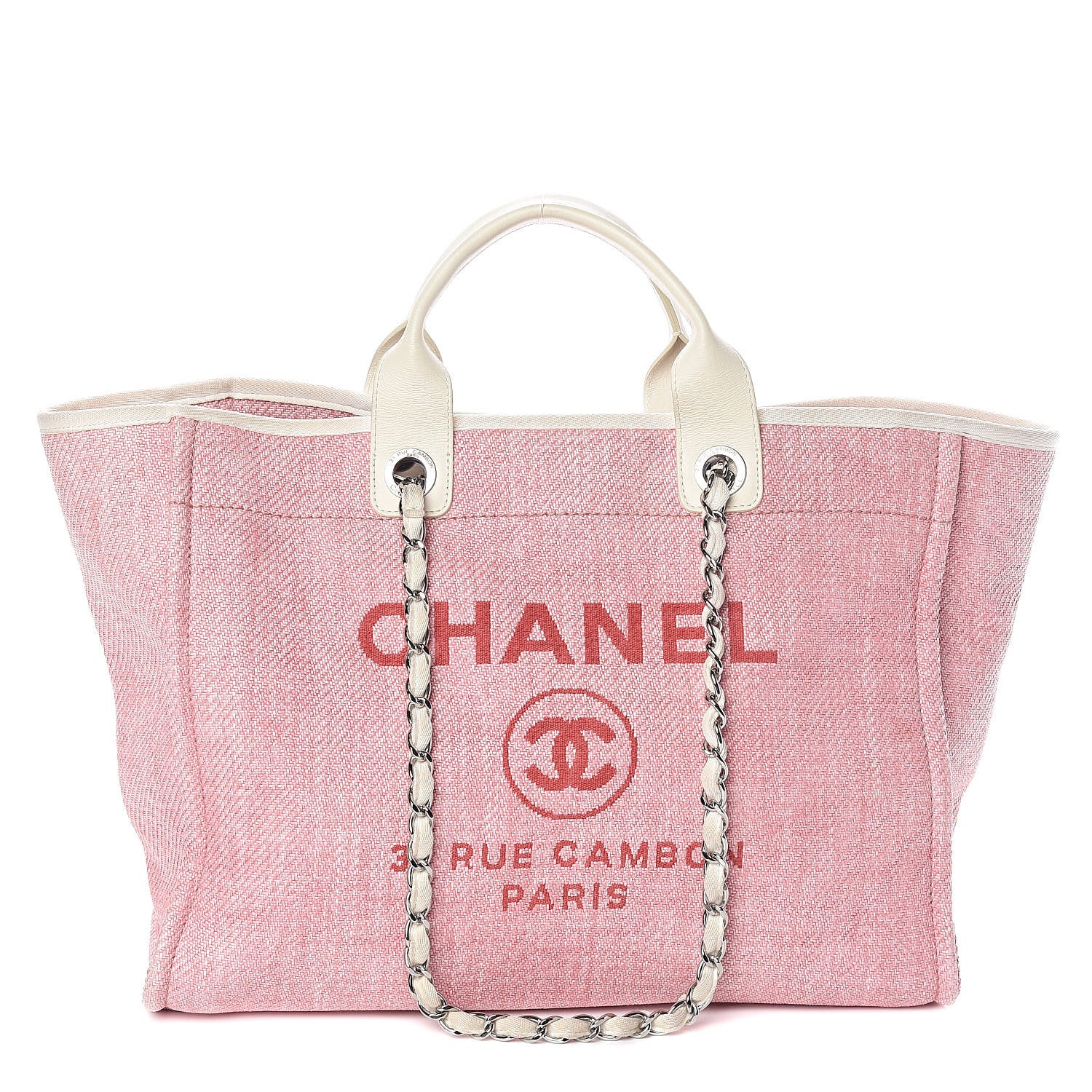 Chanel Canvas Large Deauville Tote Pink 1 of 10