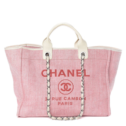 Chanel Canvas Large Deauville Tote Pink 1 of 10