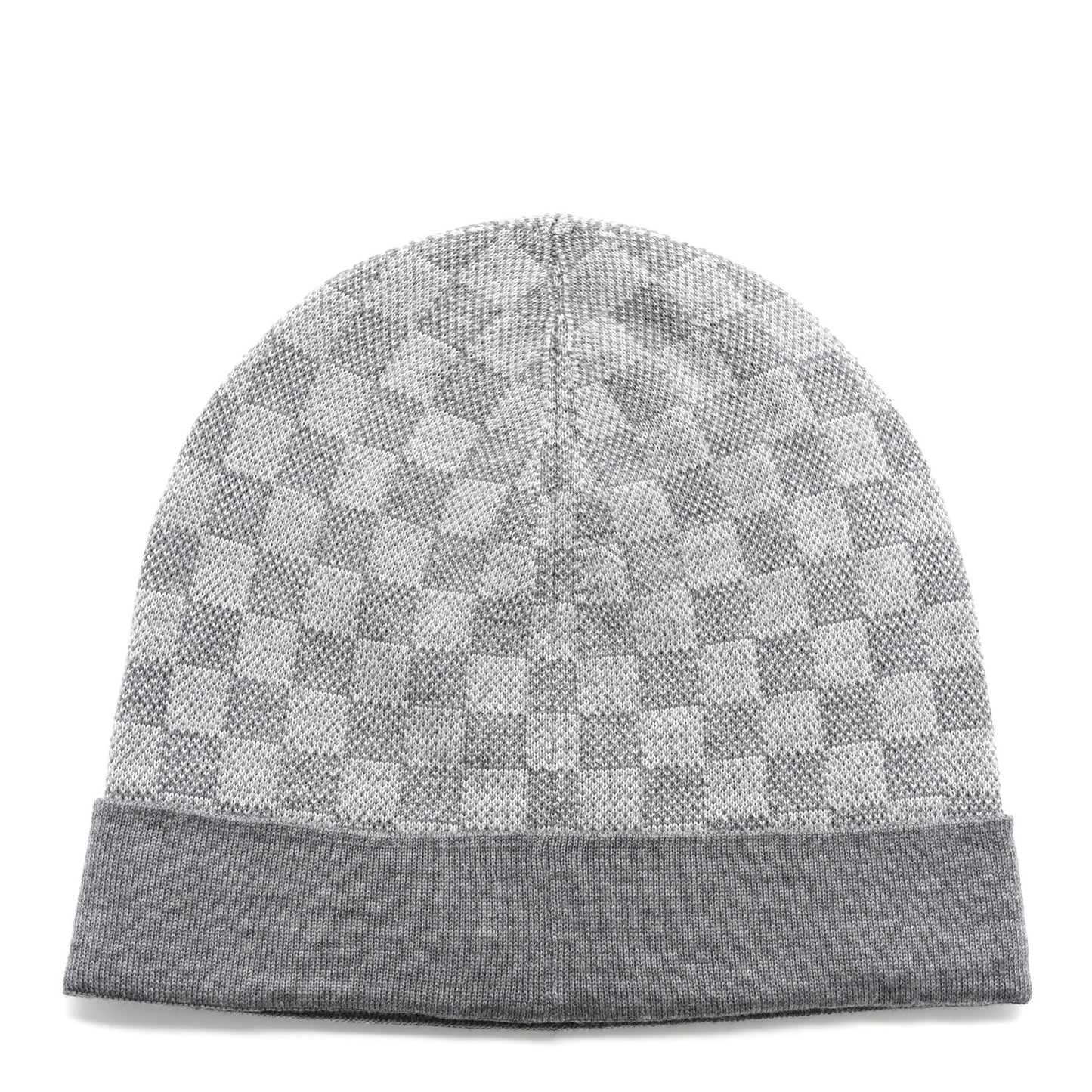 Wool Bonnet Petit Damier Beanie Hat Grey