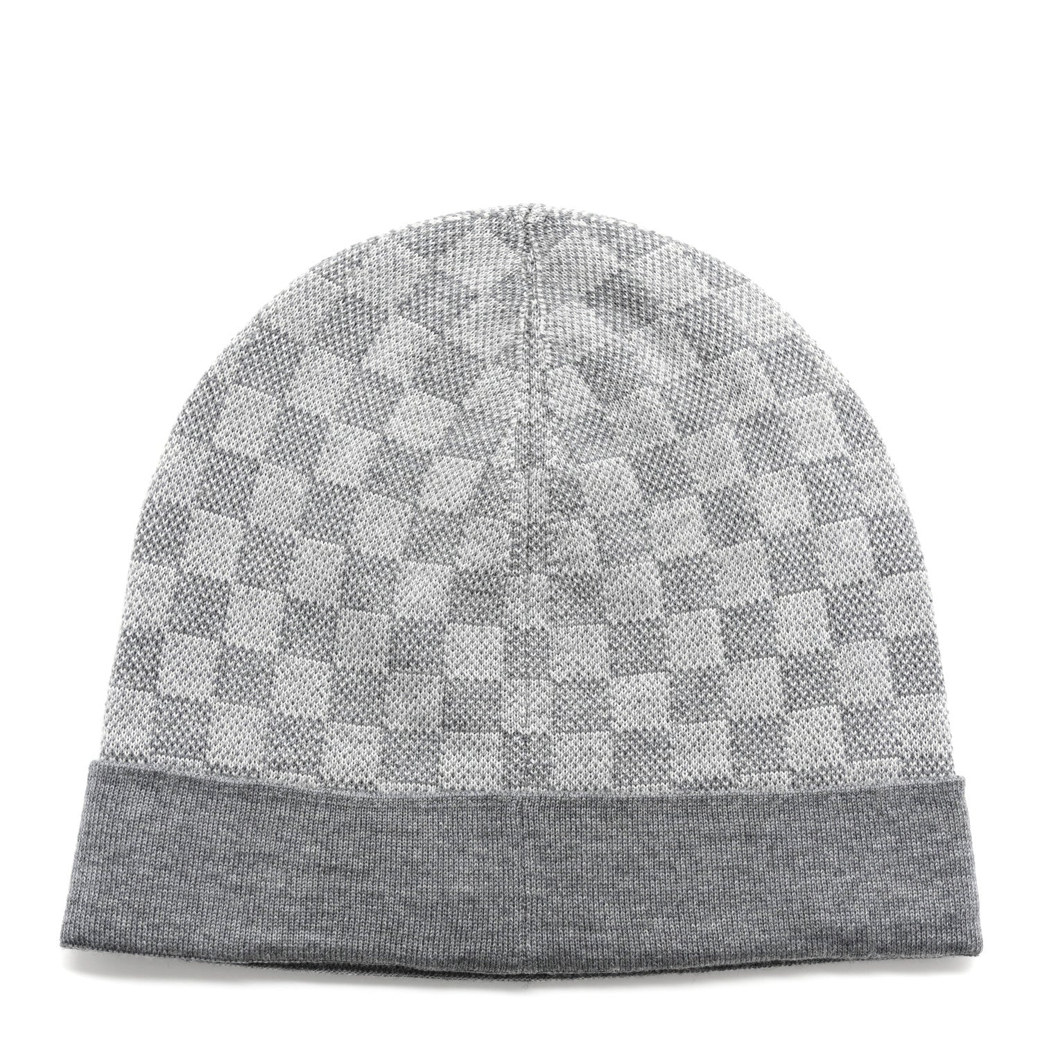 Louis Vuitton Wool Bonnet Petit Damier Beanie Hat Grey 3 of 5