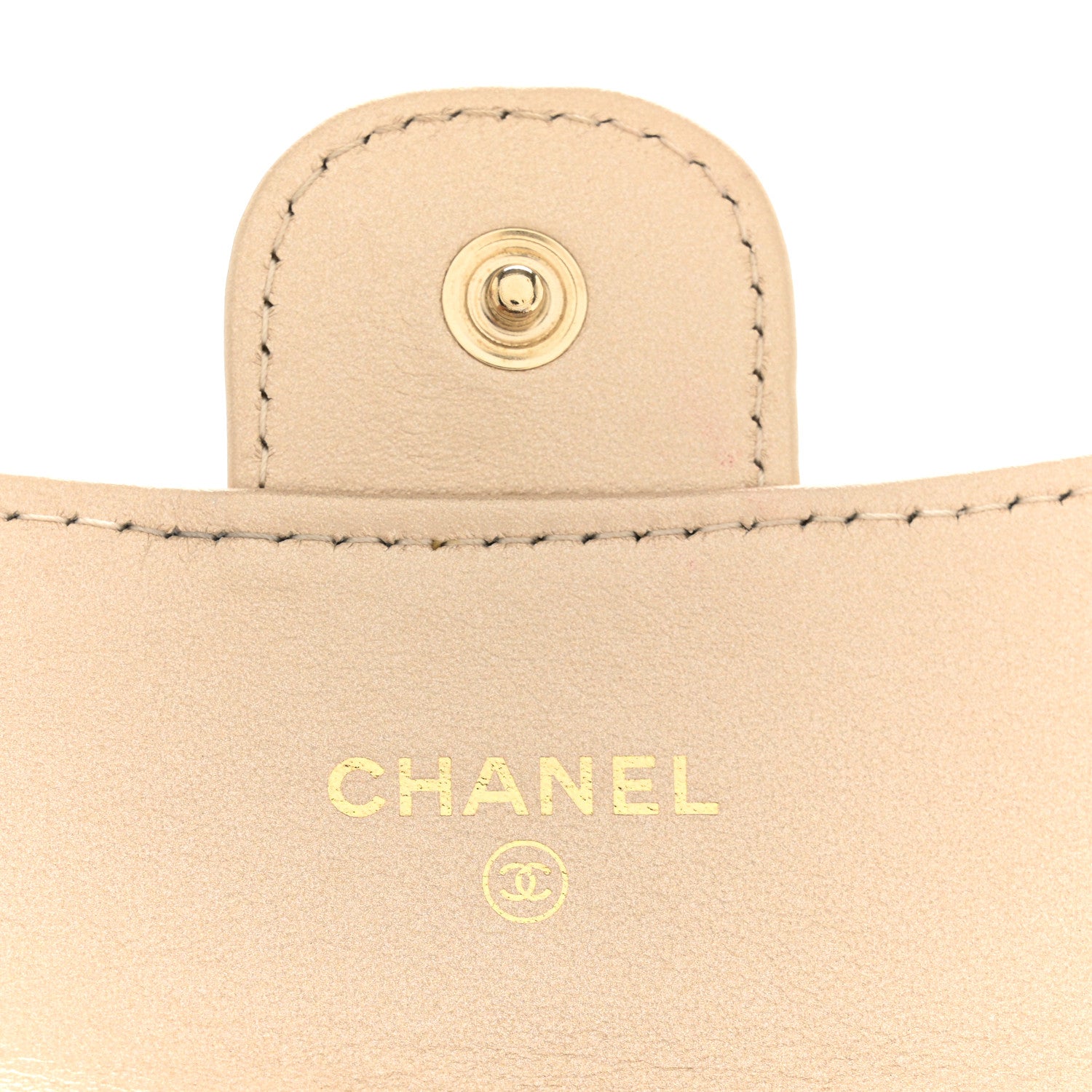 Chanel Metallic Lambskin Quilted Flap Card Holder On Chain Gold 6 of 11