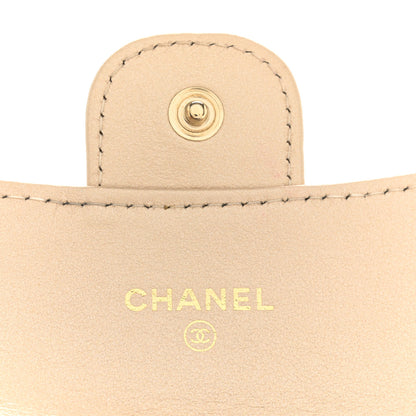 Chanel Metallic Lambskin Quilted Flap Card Holder On Chain Gold 6 of 11
