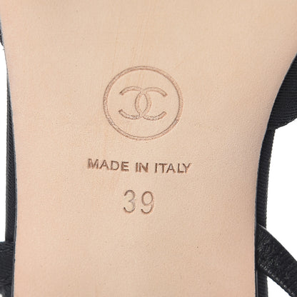 Chanel Grosgrain Cap Toe CC Slingback Pumps 39 Black Gold 7 of 10