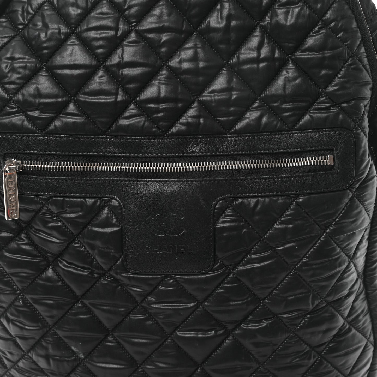 Nylon Quilted Coco Cocoon Backpack Black