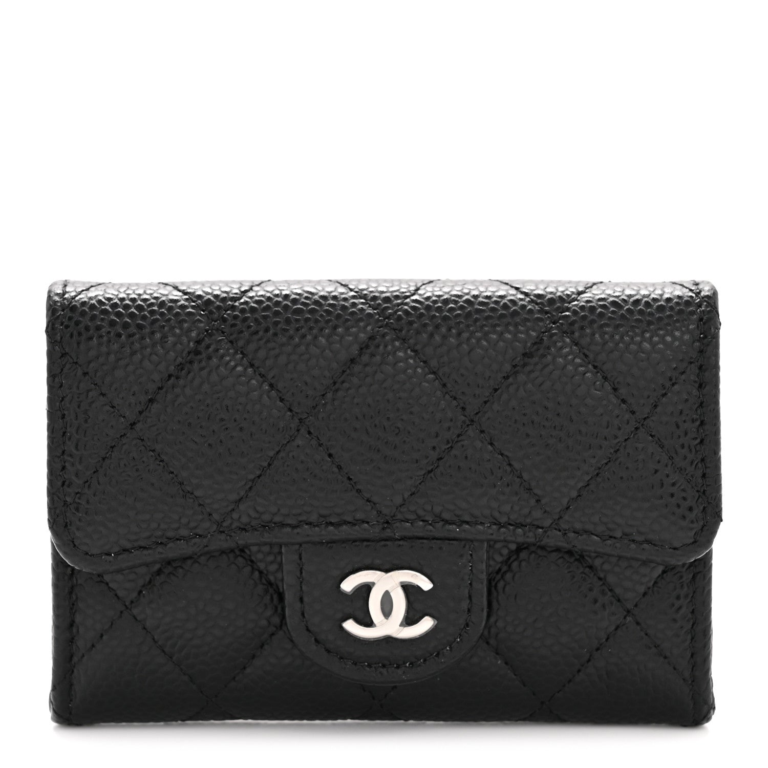 Chanel Caviar Quilted Flap Card Holder Wallet Black 1 of 9