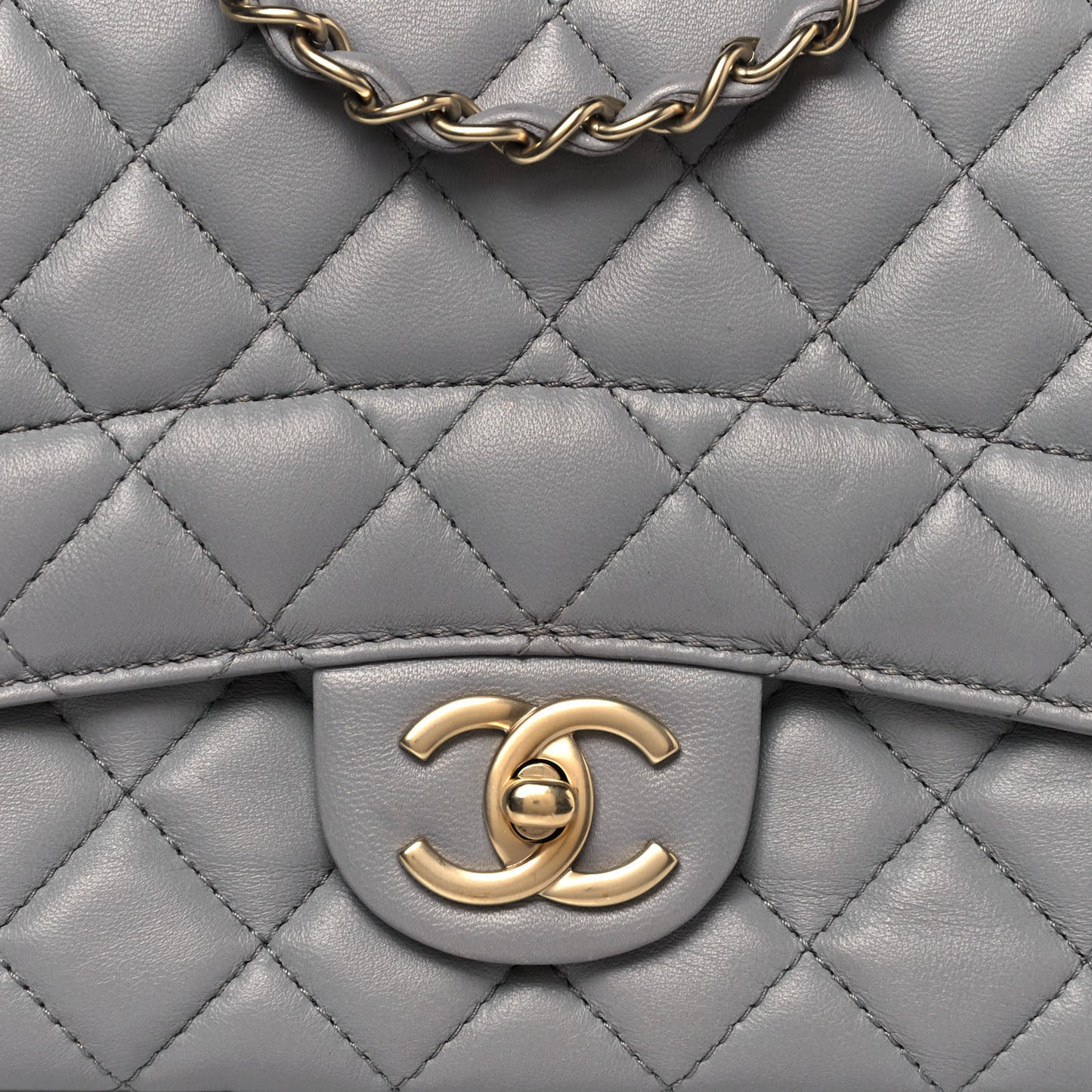 Lambskin Quilted Medium Mademoiselle Chic Flap Gris