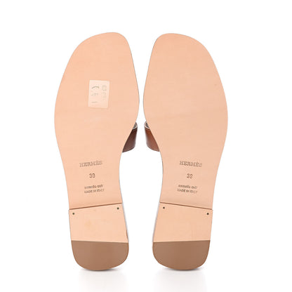 Hermes Box Calfskin Oran Sandals 39 Gold 5 of 9