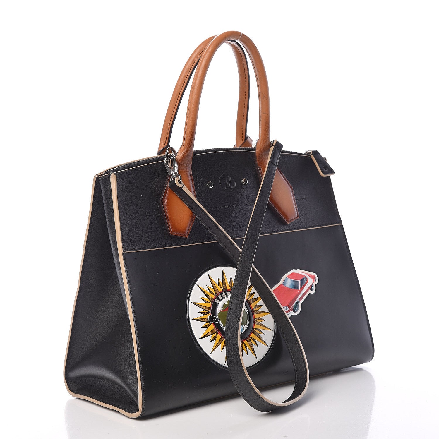 Louis Vuitton Calfskin World Tour City Steamer MM Black 3 of 27