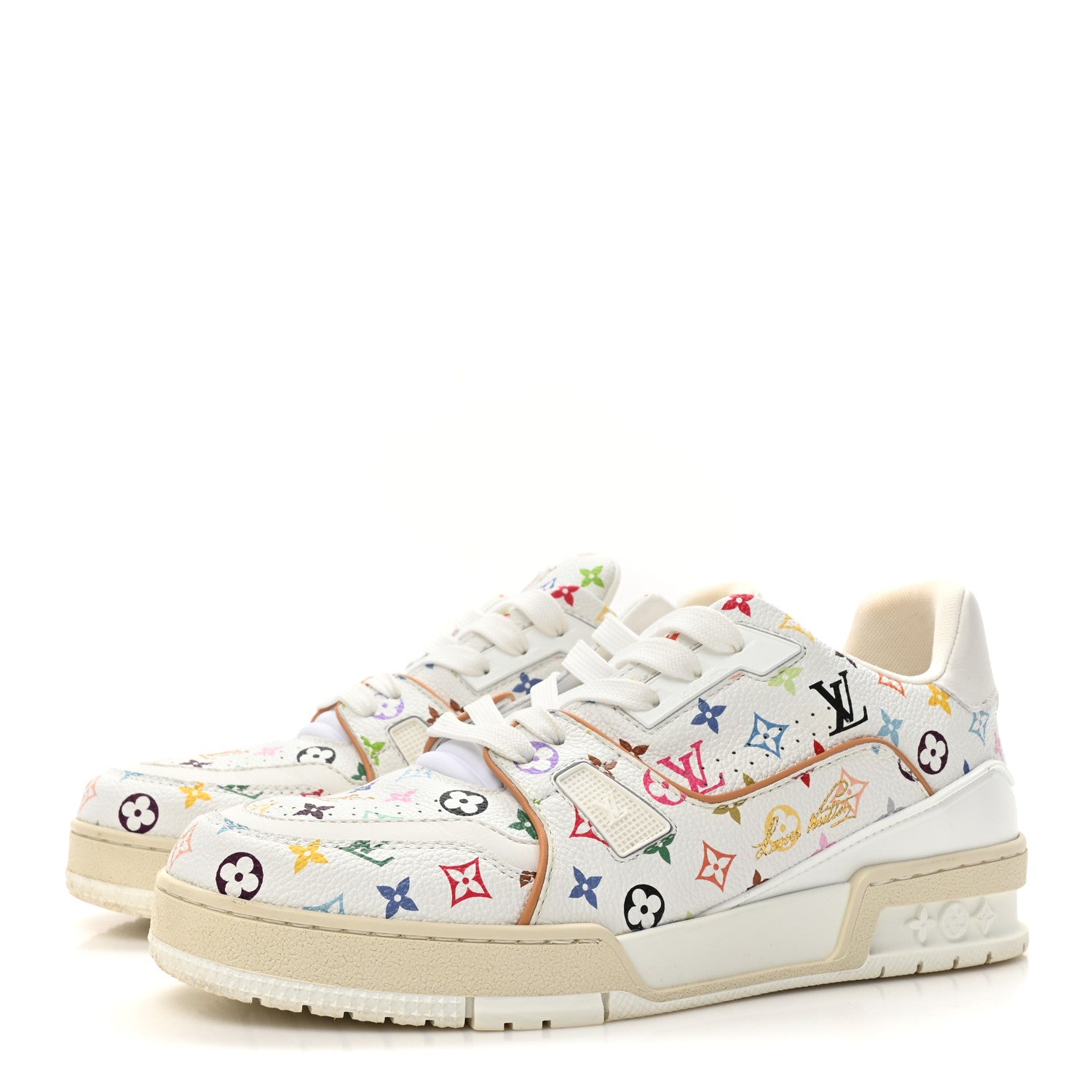 Louis Vuitton LV X TM Calfskin Monogram Multicolor Womens LV Trainer Sneakers 39 White 4 of 10