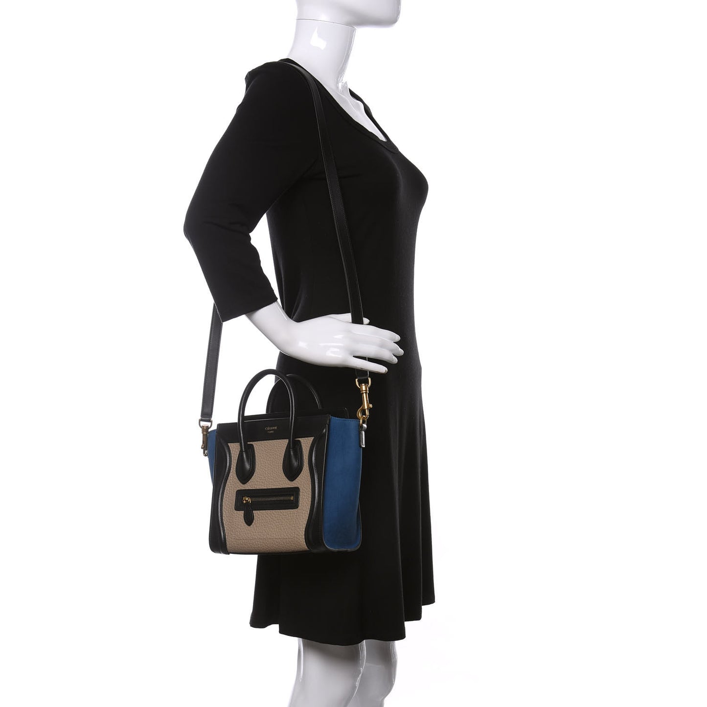 Elephant Calfskin Nano Tri-Color Luggage Beige