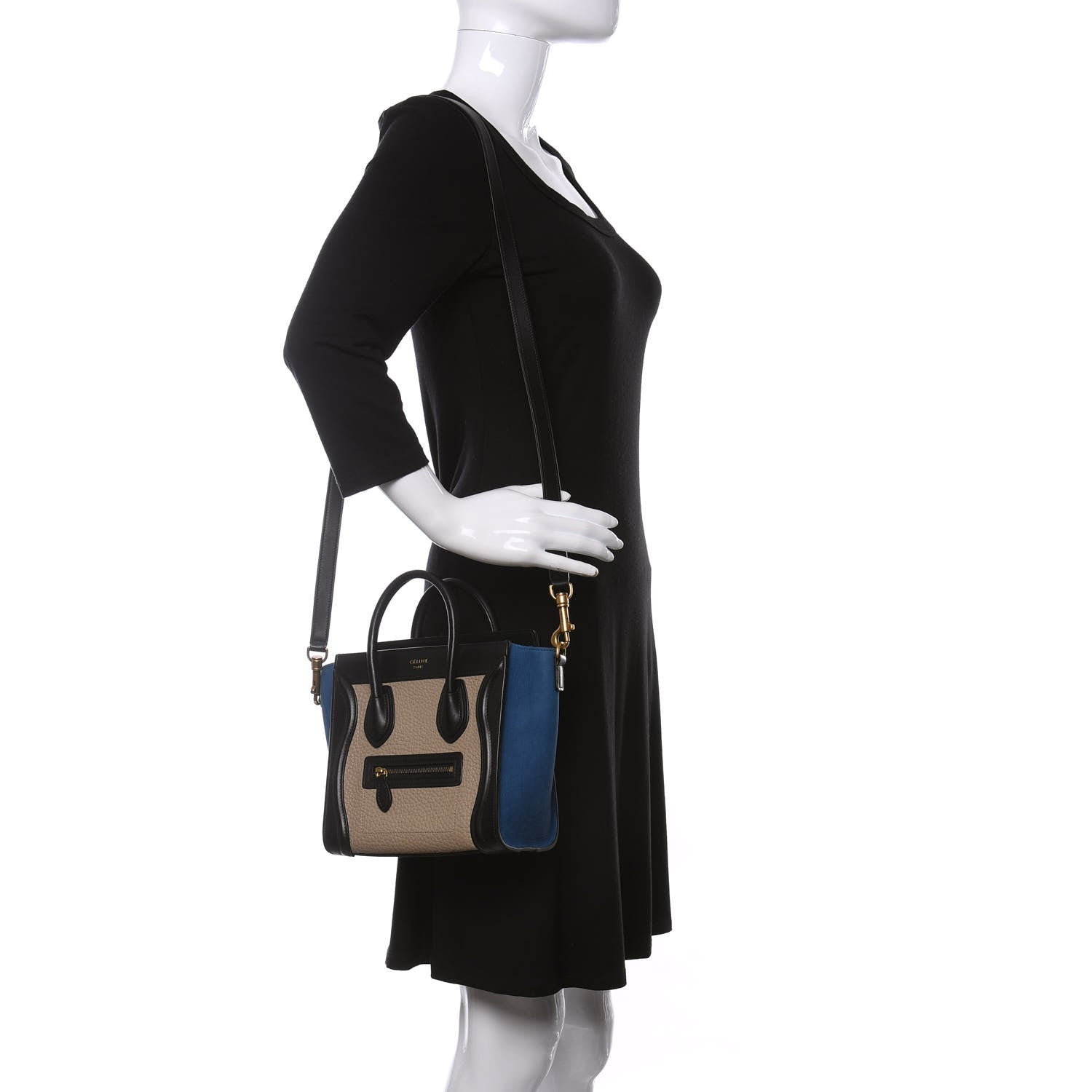 Celine Elephant Calfskin Nano Tri-Color Luggage Beige 2 of 8