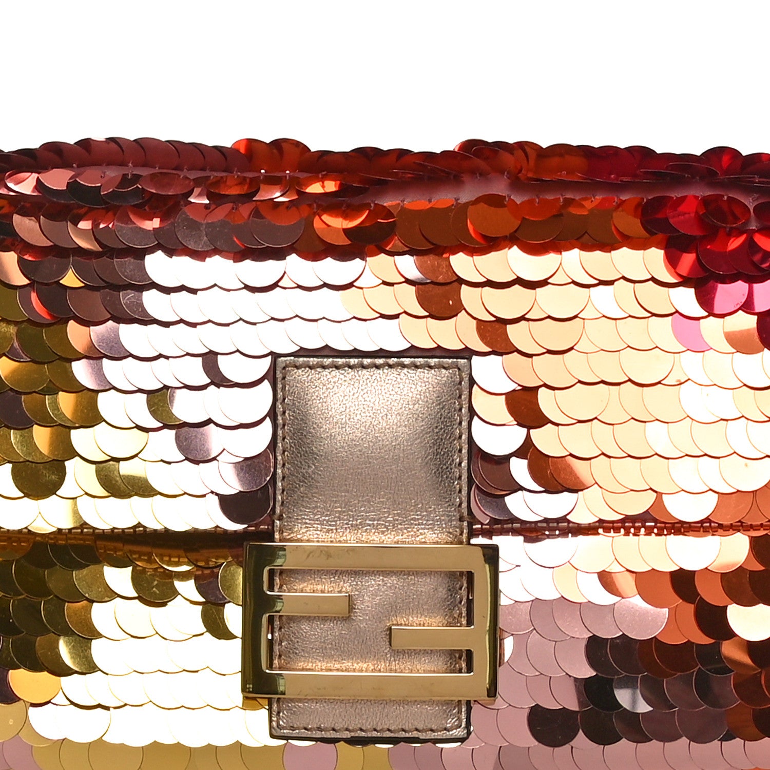 Fendi Sequin Paillettes Vitello Laminato Striped Baguette 1997 Multicolor 8 of 12
