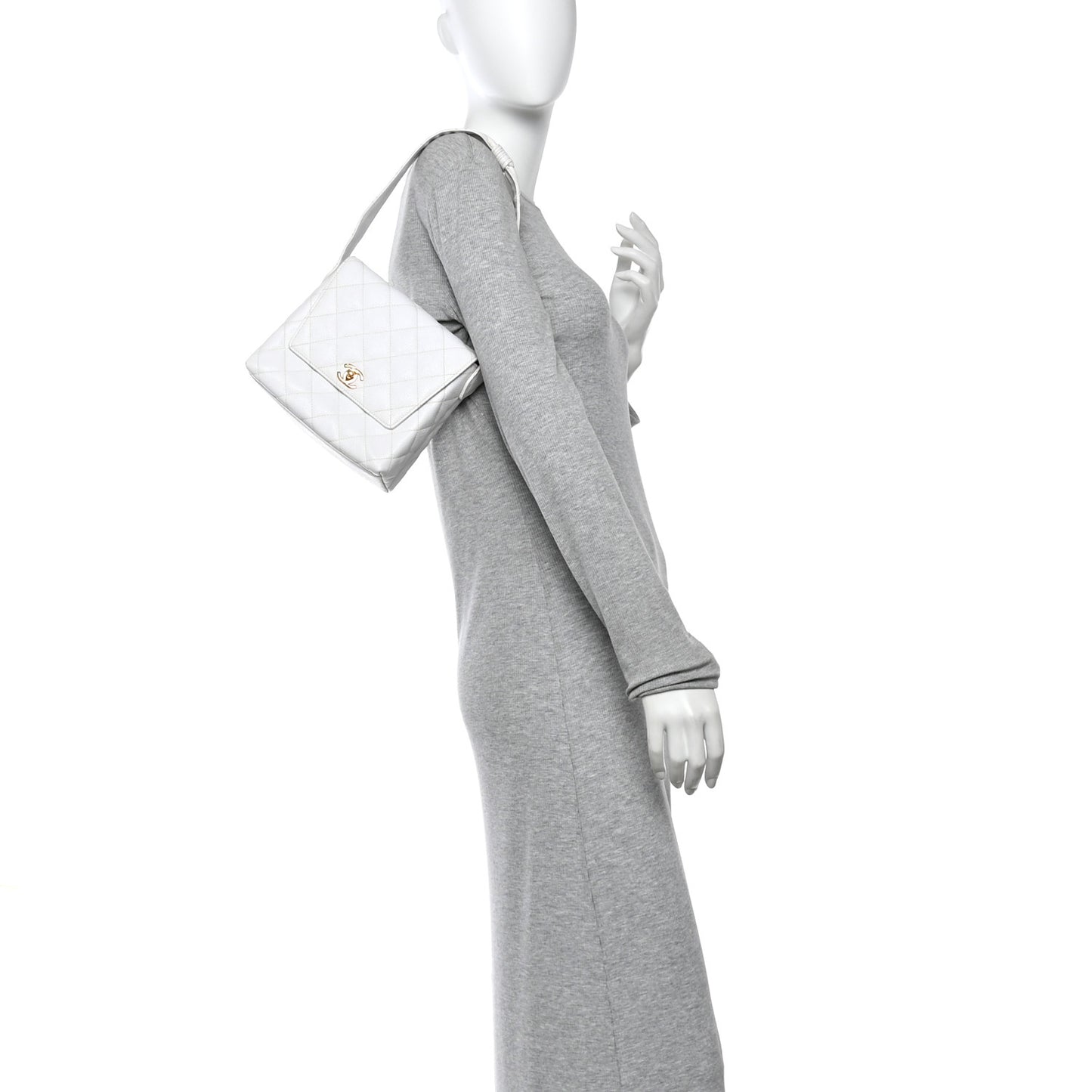 Caviar CC Shoulder Bag White