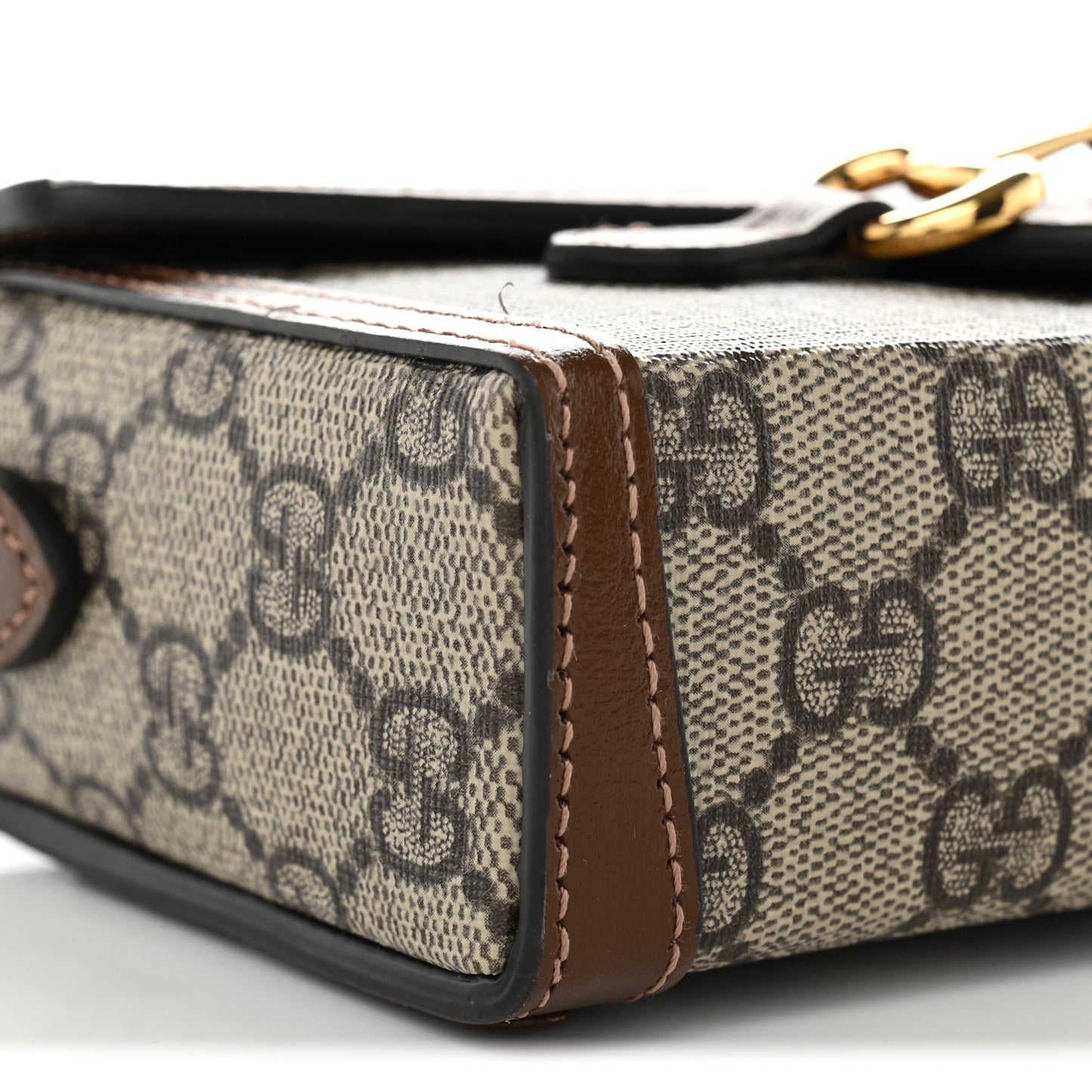 GG Supreme Monogram Mini Horsebit 1955 Shoulder Bag Beige Brown Sugar