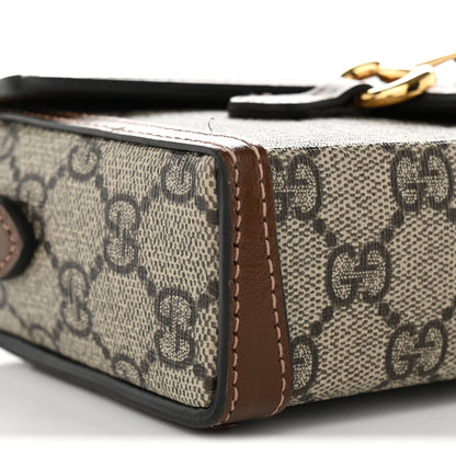 Gucci GG Supreme Monogram Mini Horsebit 1955 Shoulder Bag Beige Brown Sugar 9 of 11
