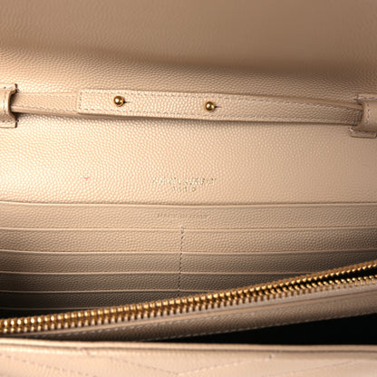 Saint Laurent Grain De Poudre Matelasse Chevron Monogram Chain Wallet Nude Powder 6 of 9