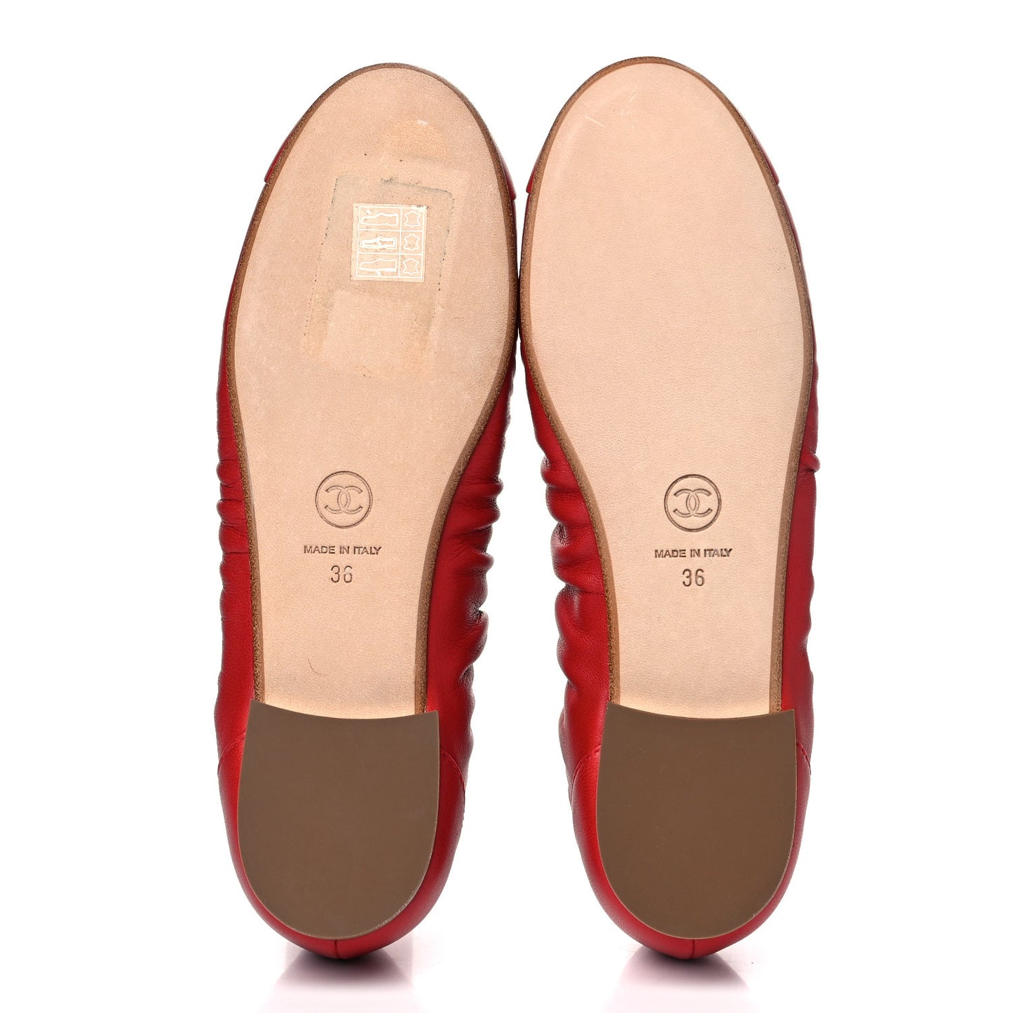 Lambskin CC Cap Toe Ballerina Flats 36 Red