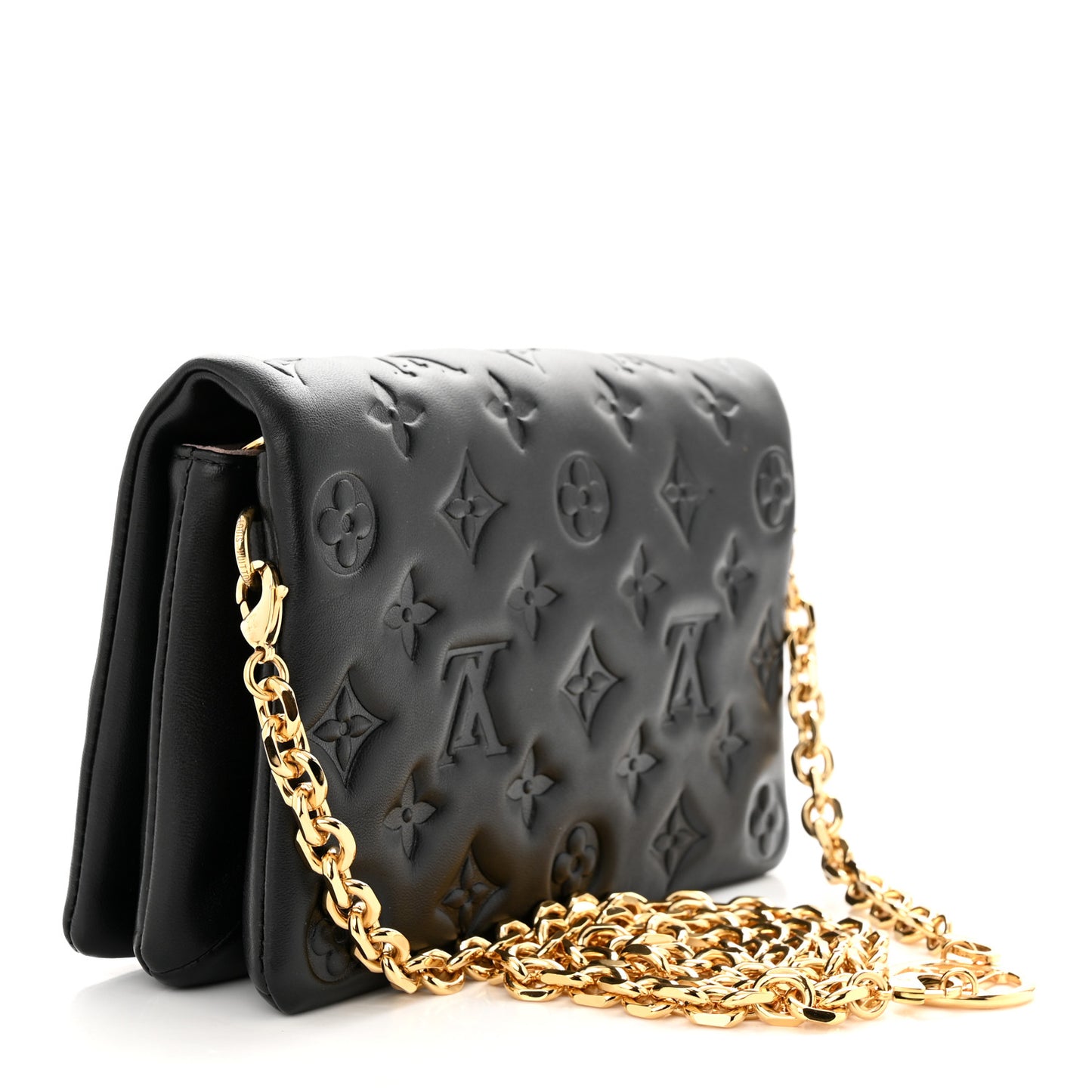 Lambskin Embossed Monogram Pochette Coussin Black