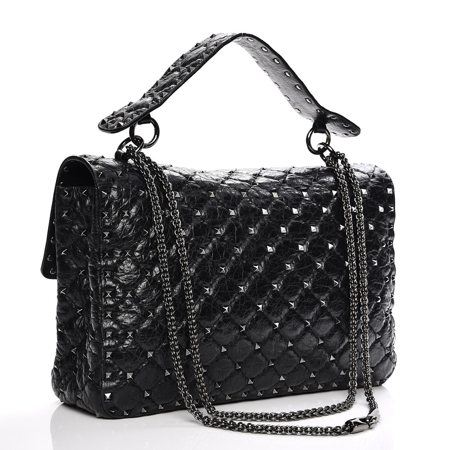 Valentino Garavani Lambskin Medium Rockstud Spike Shoulder Bag Black 4 of 7