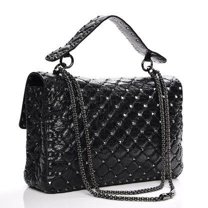 Valentino Garavani Lambskin Medium Rockstud Spike Shoulder Bag Black 4 of 7