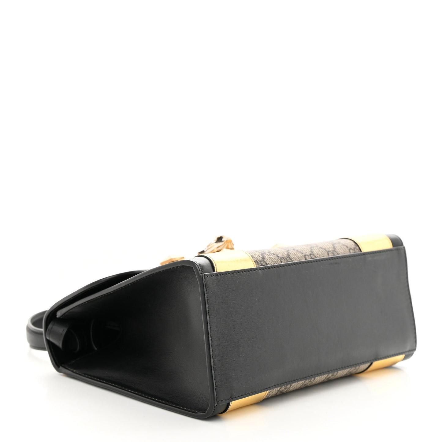 GG Supreme Monogram Small Osiride Top Handle Bag Black Gold