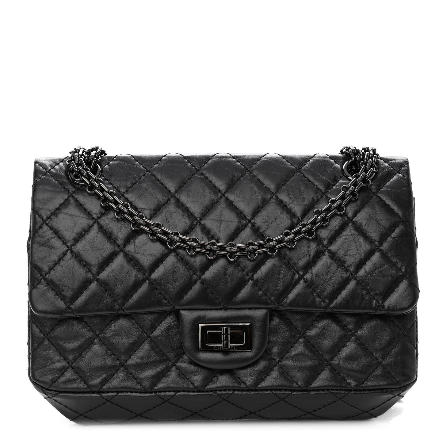 Aged Calfskin Quilted 2.55 Reissue 225 Flap So Black
