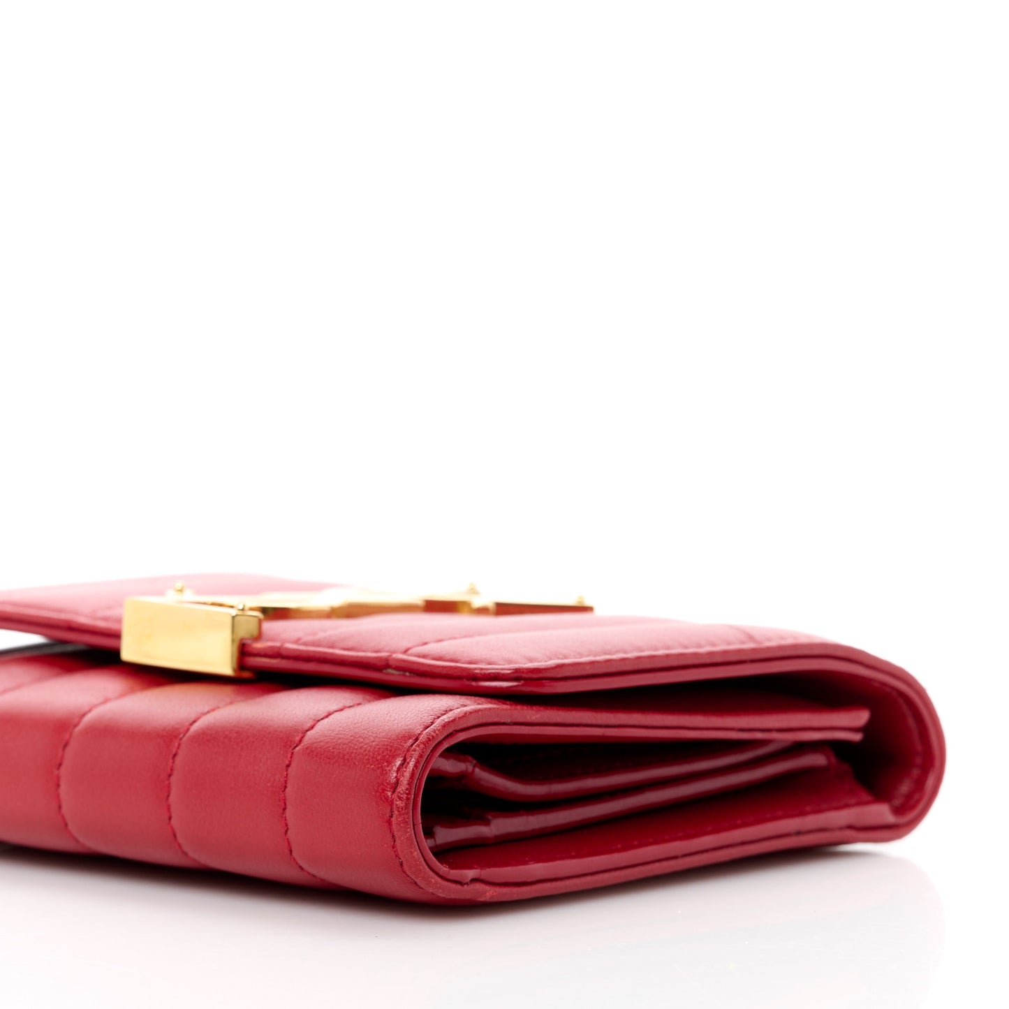 Lambskin Matelasse Monogram Vicky Tri-Fold Wallet Black