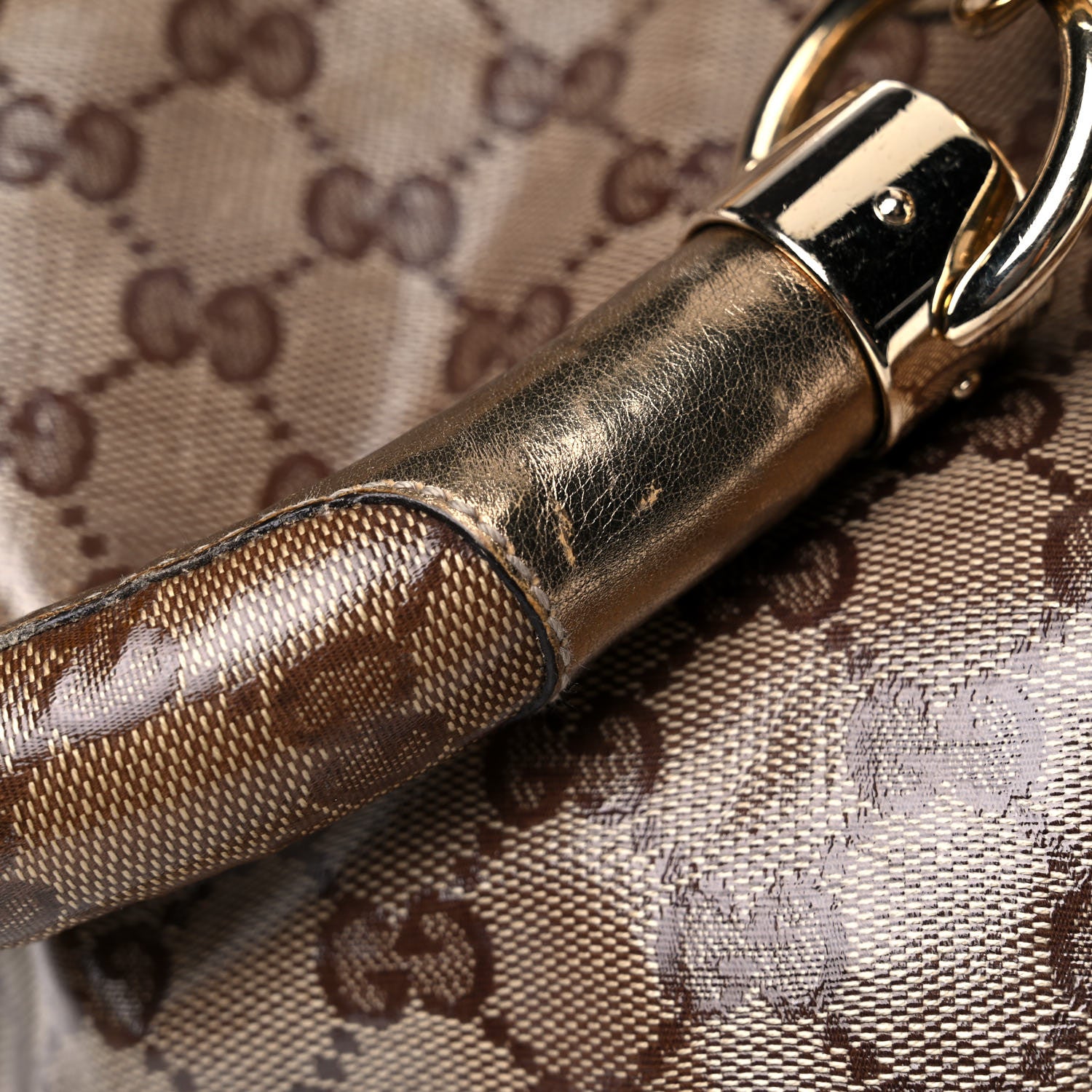 Gucci Crystal Monogram Medium Indy Top Handle Bag Gold 11 of 15