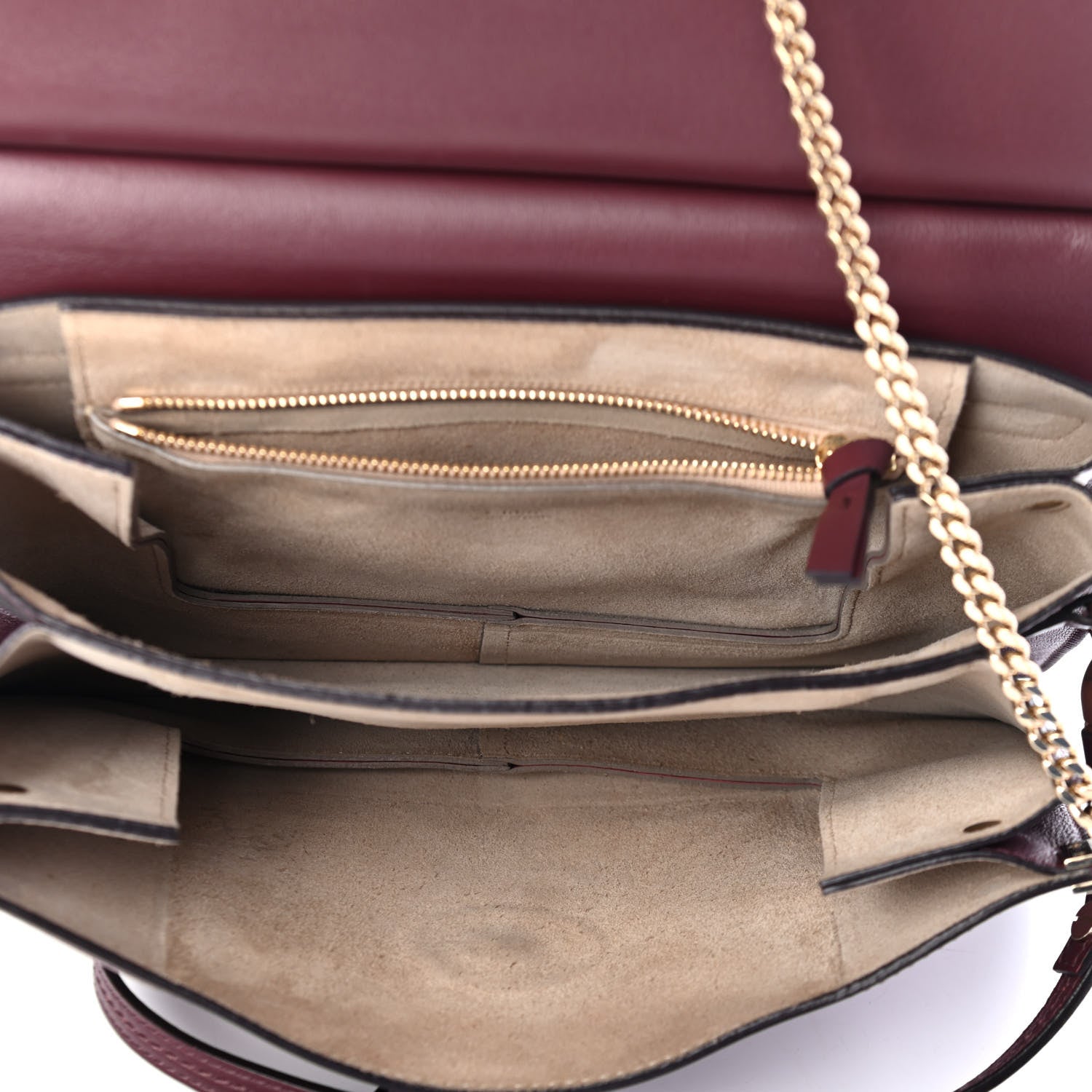 Chloe Calfskin Suede Medium Faye Shoulder Bag Plum Purple 4 of 4