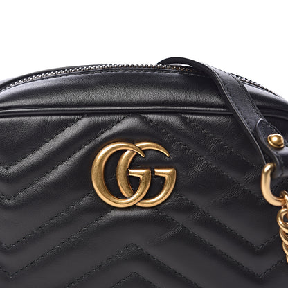 Gucci Calfskin Matelasse Mini GG Marmont Chain Shoulder Bag Black 10 of 10