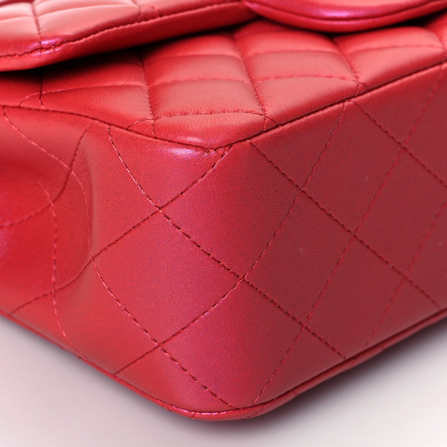 Chanel Iridescent Lambskin Quilted Mini Top Handle Rectangular Flap Red 9 of 11