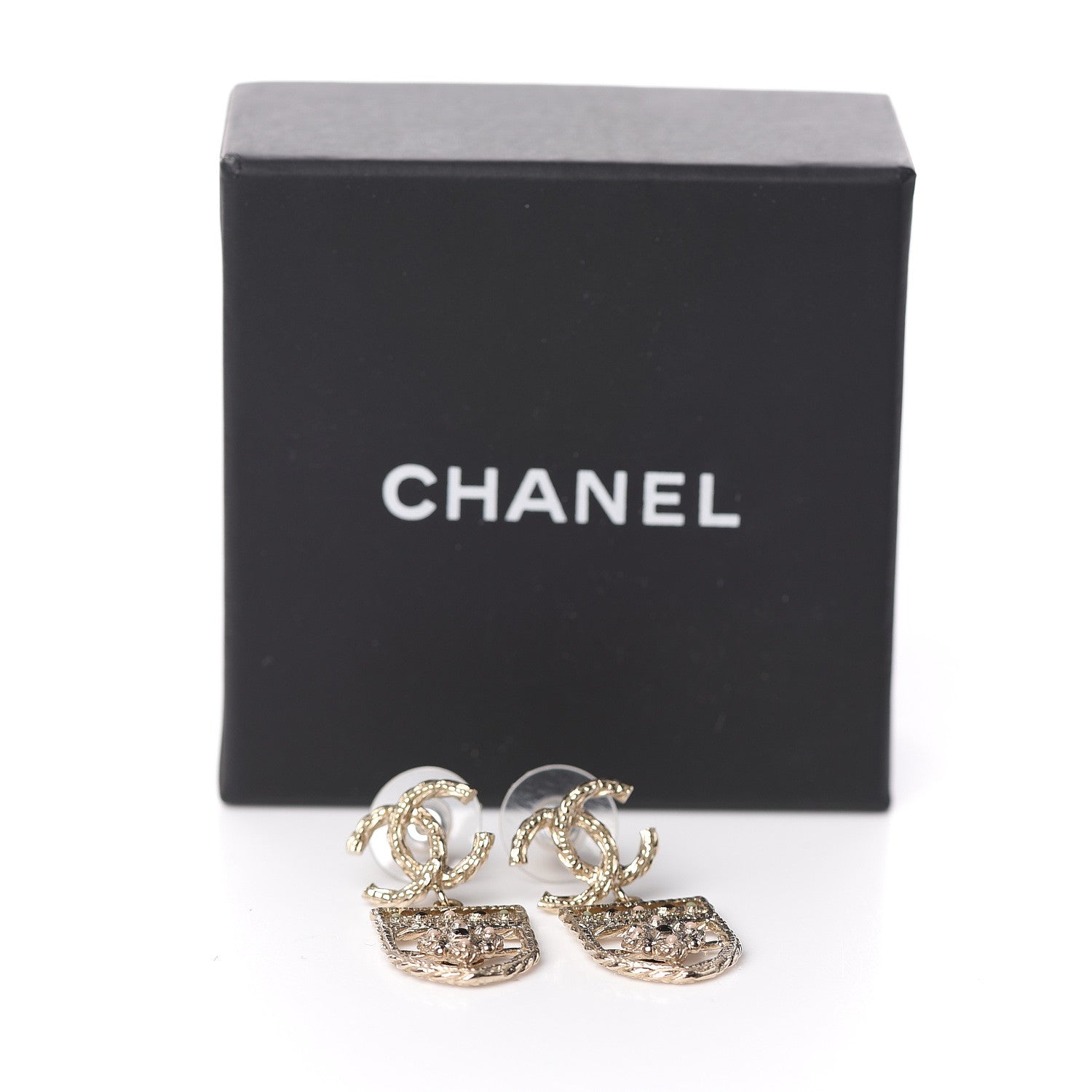 Chanel Enamel CC Rope Shield Drop Earrings Gold 5 of 5