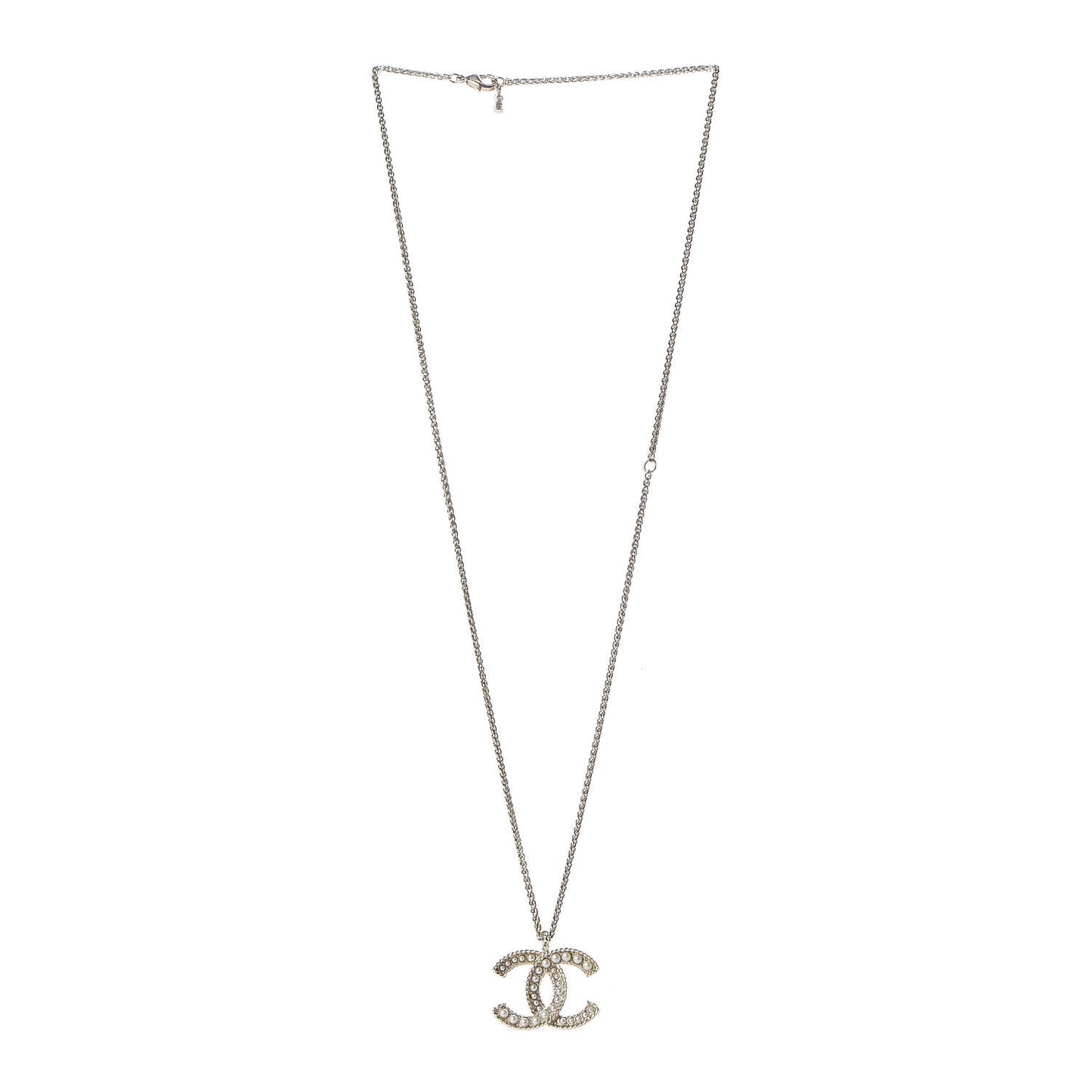 Pearl CC Pendant Necklace Gold