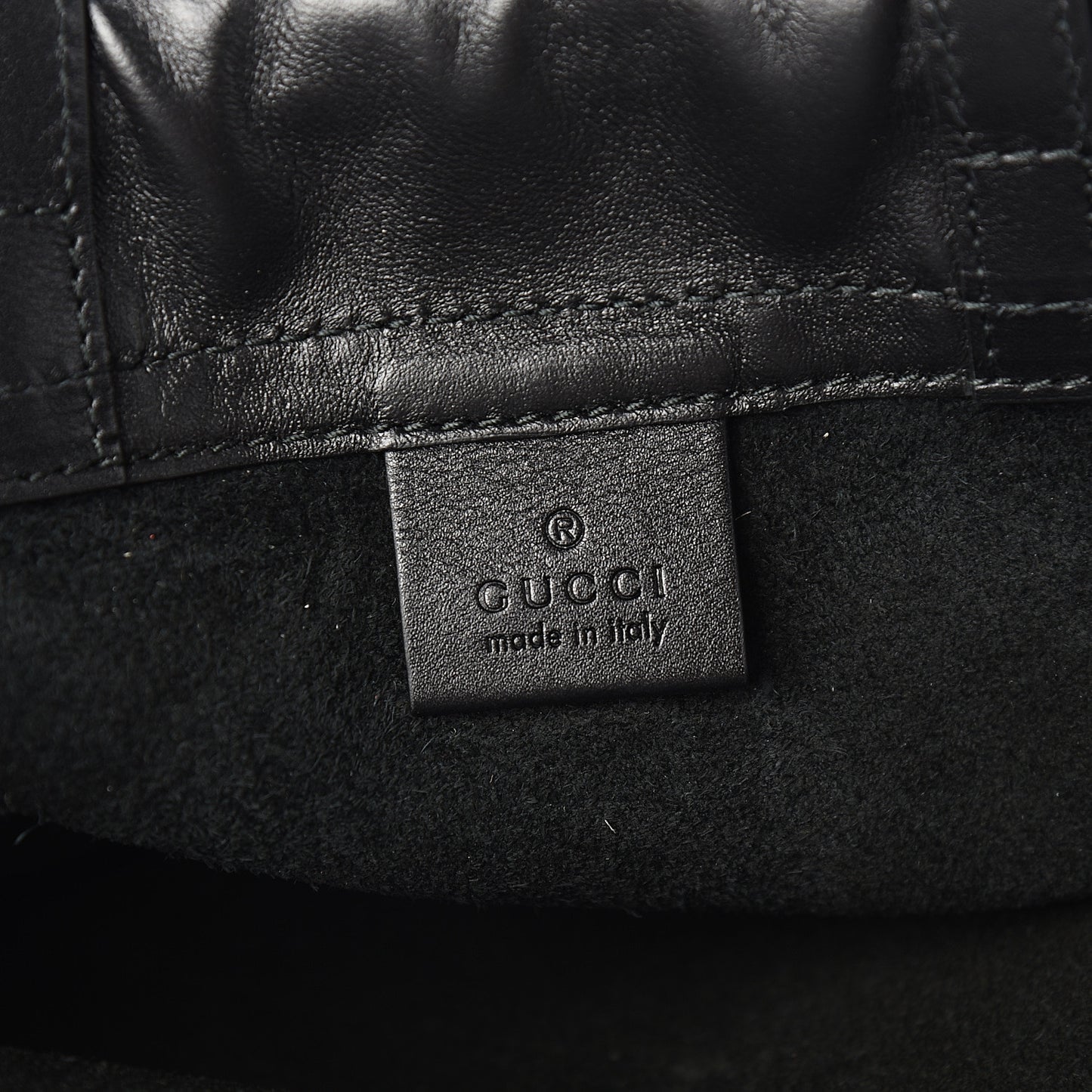 Calfskin Logo Drawstring Backpack Black