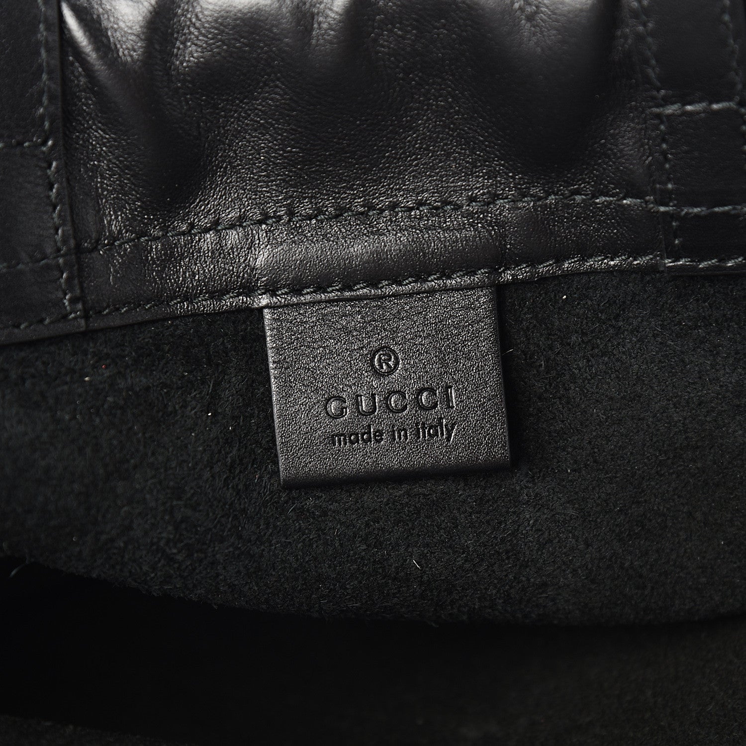 Gucci Calfskin Logo Drawstring Backpack Black 6 of 9