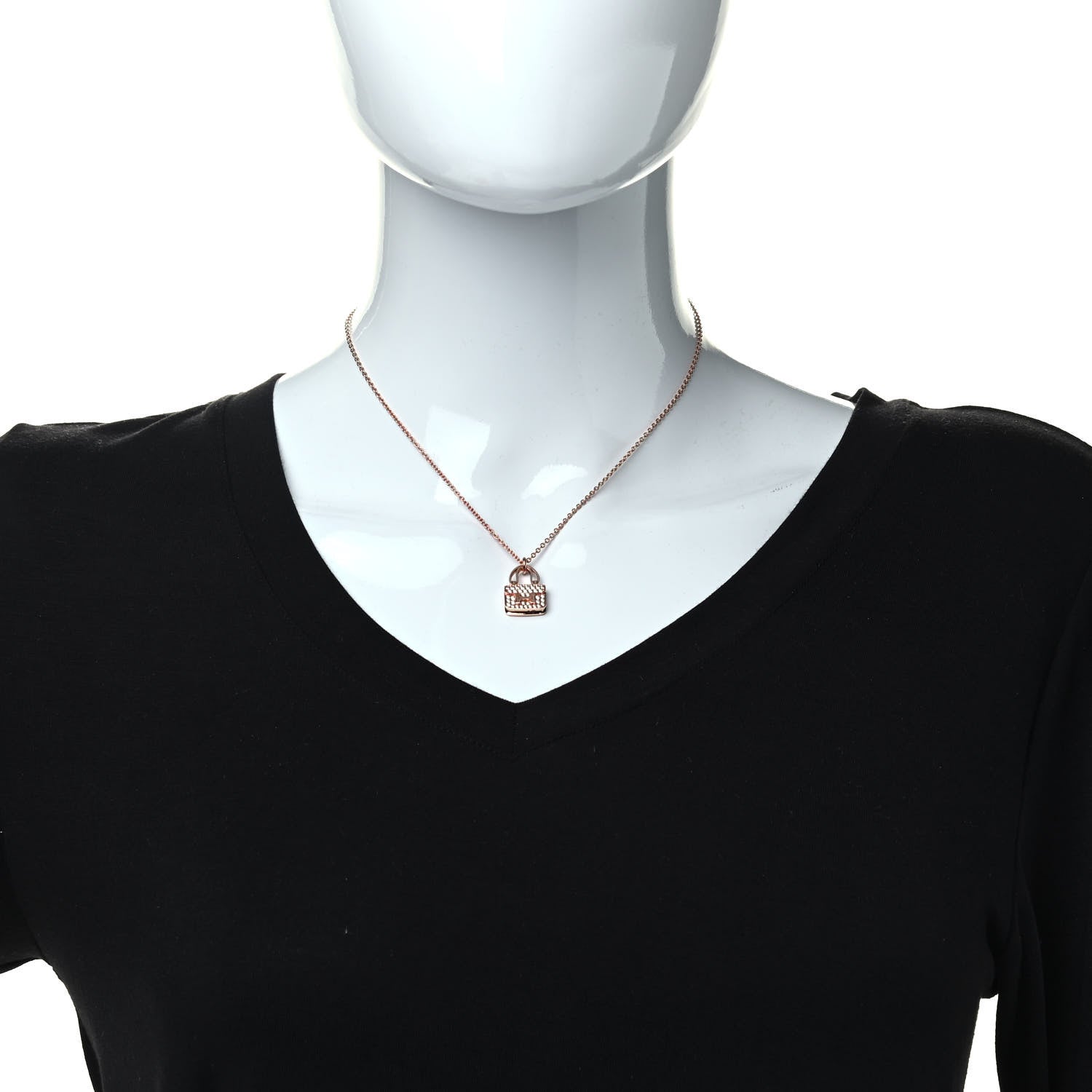 Hermes 18K Rose Gold Diamond Constance Amulettes Pendant Necklace 2 of 6
