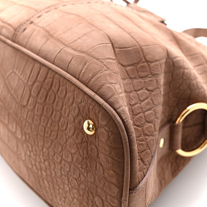 Saint Laurent Nubuck Croc Embossed Oversized Muse Beige 11 of 14