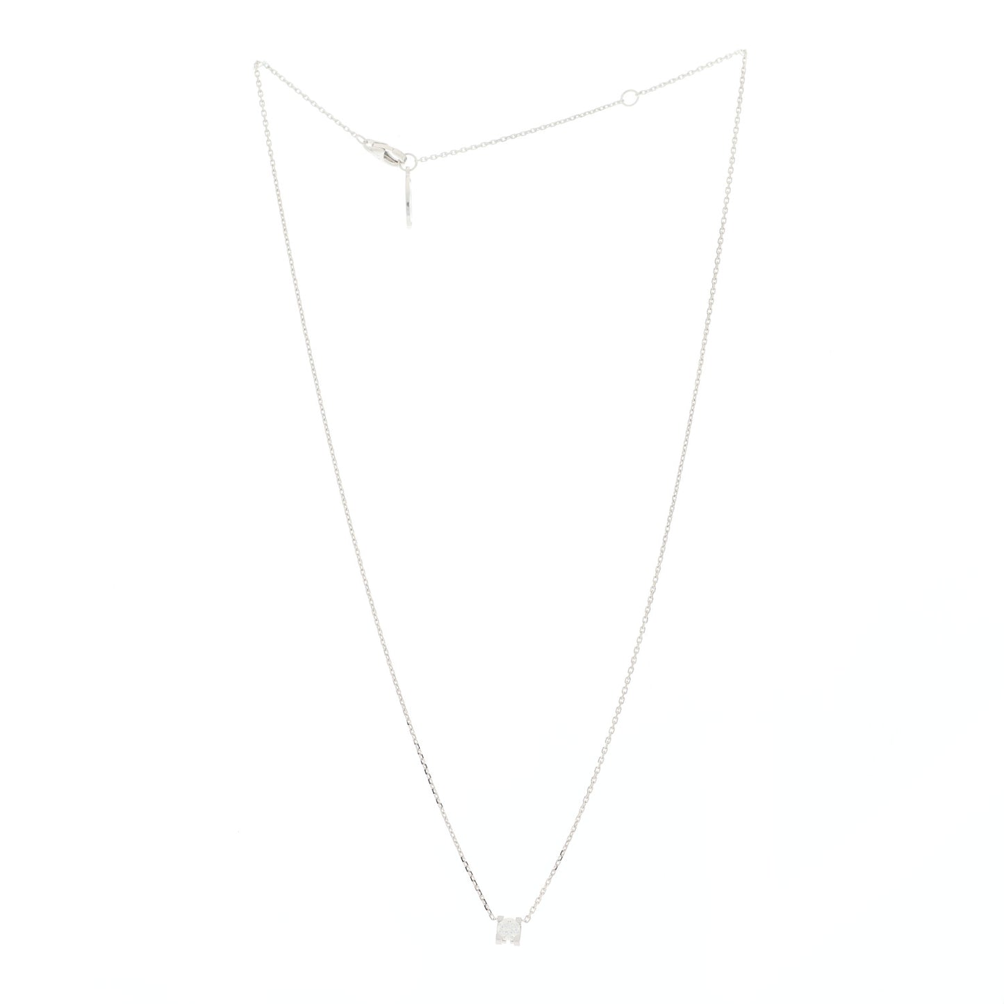 18K White Gold Diamond .23ct C De Cartier Pendant Necklace
