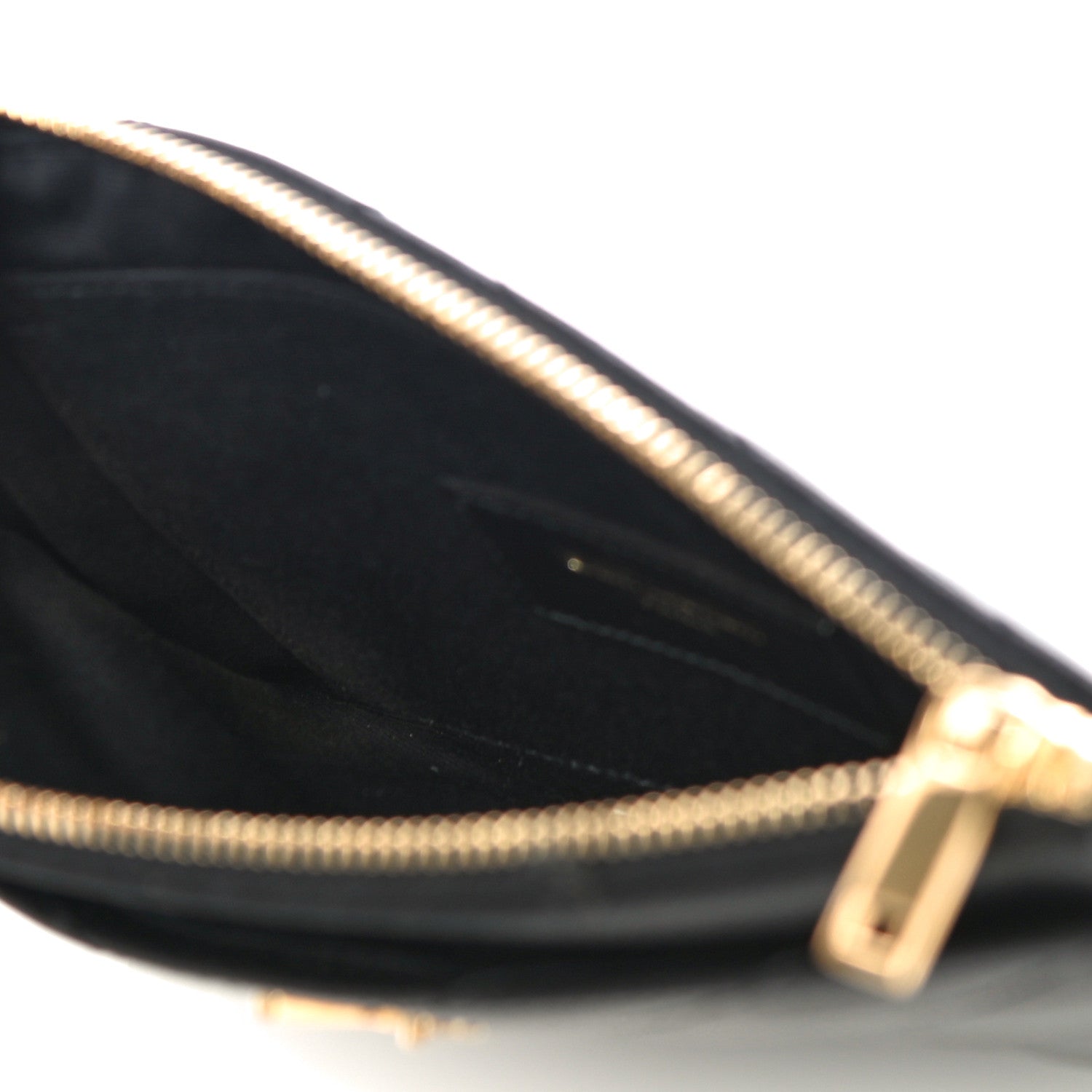 Saint Laurent Grain De Poudre Chevron Monogram Bill Pouch Black 5 of 10