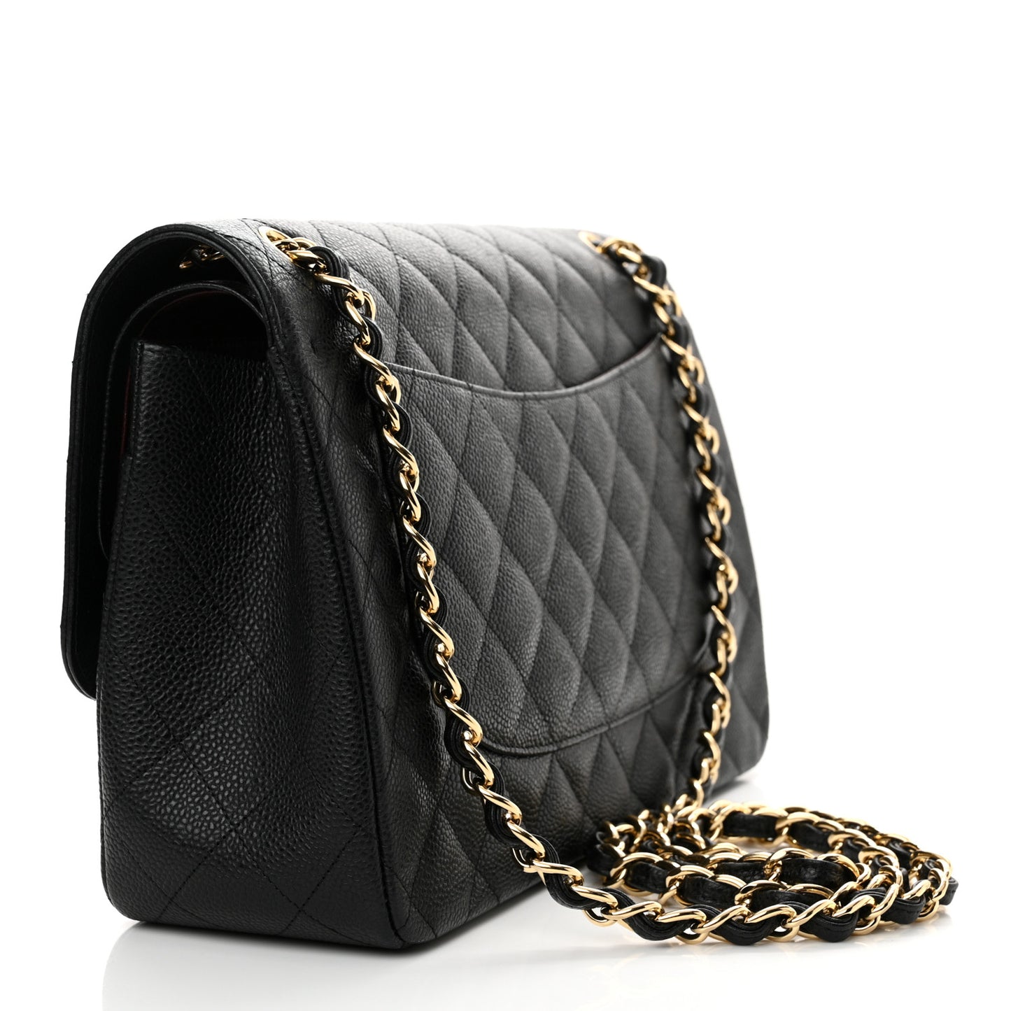 Caviar Quilted Jumbo Double Flap Black