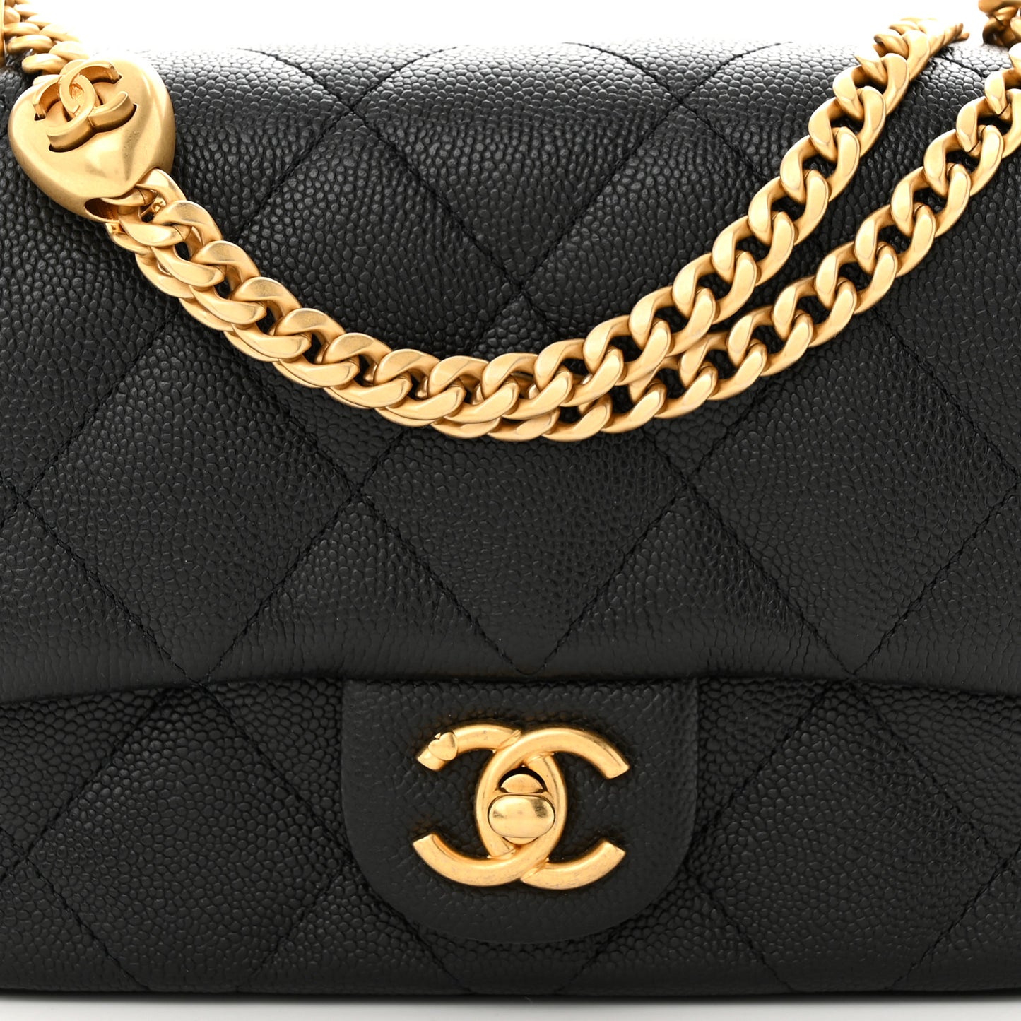 Caviar Quilted Mini Sweetheart Flap Black